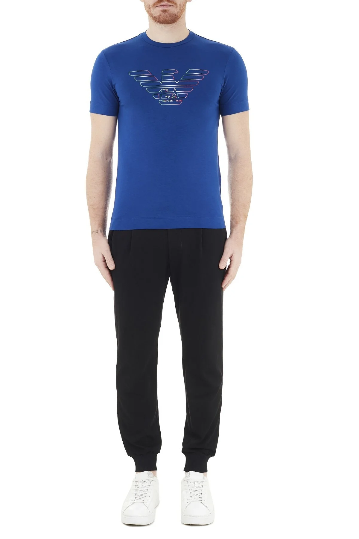 Emporio Armani Logo Baskılı Bisiklet Yaka Pamuklu Erkek T Shirt 3K1TCA 1J11Z 0921 LACİVERT - 5