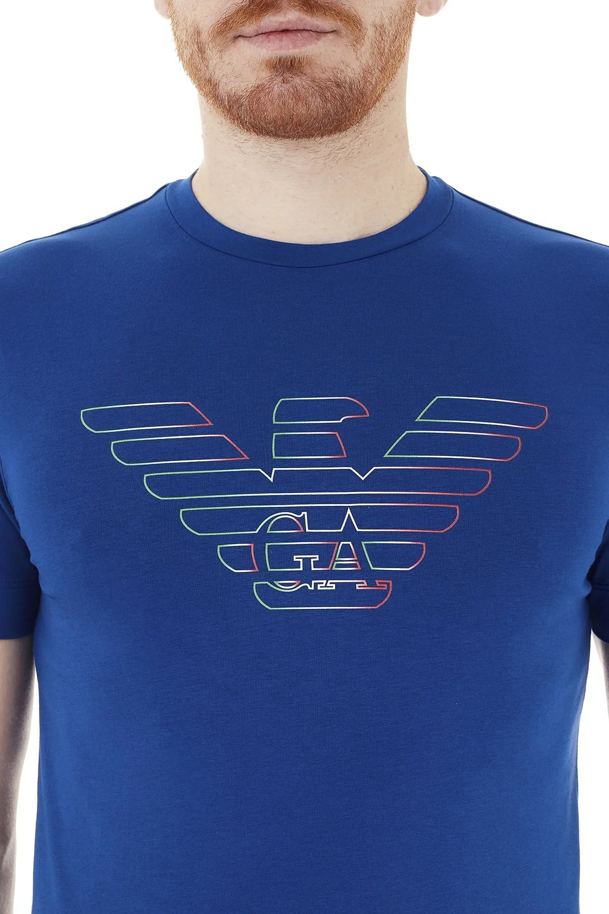 Emporio Armani Logo Baskılı Bisiklet Yaka Pamuklu Erkek T Shirt 3K1TCA 1J11Z 0921 LACİVERT - 6