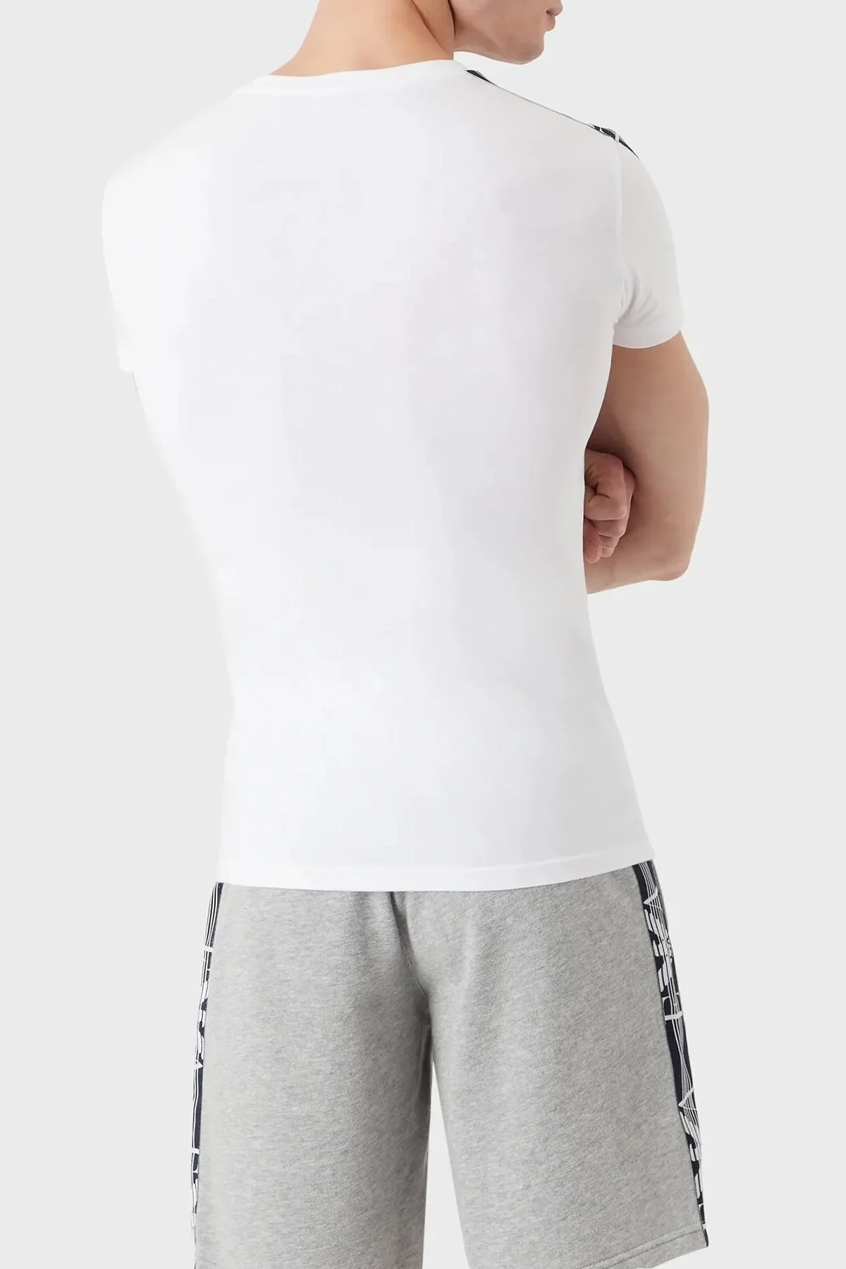 Emporio Armani Logo Baskılı Bisiklet Yaka Pamuklu Slim Fit Erkek T Shirt 111035 3R523 00010 BEYAZ - 2