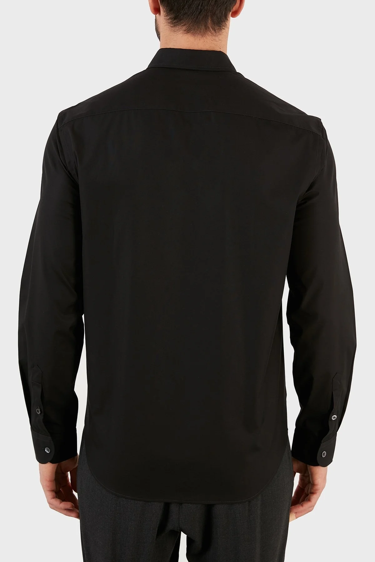 Emporio Armani Logo Baskılı Düz Yaka % 100 Pamuk Erkek Gömlek B1SM0B B12F7 999 SİYAH - 2