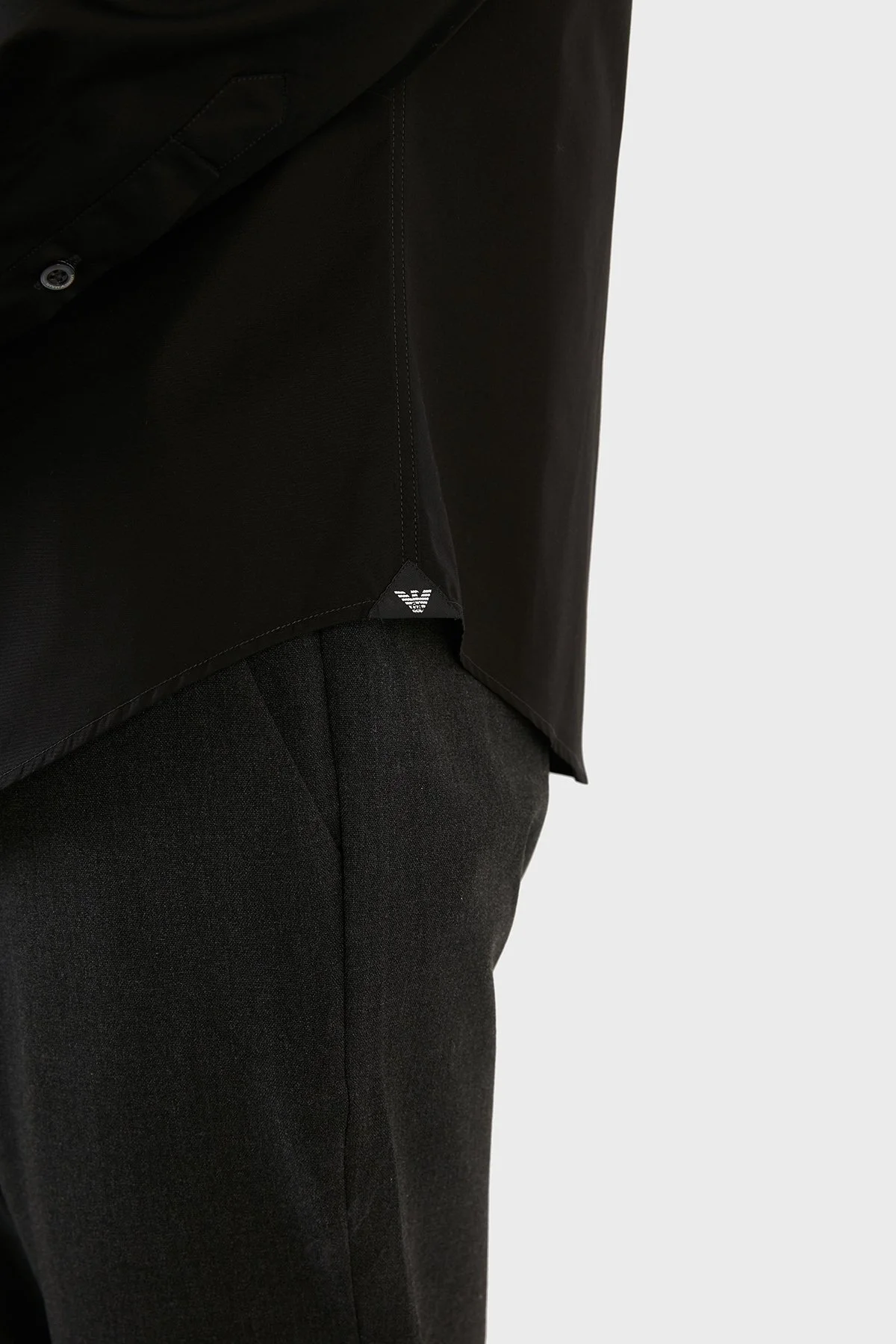 Emporio Armani Logo Baskılı Düz Yaka % 100 Pamuk Erkek Gömlek B1SM0B B12F7 999 SİYAH - 5