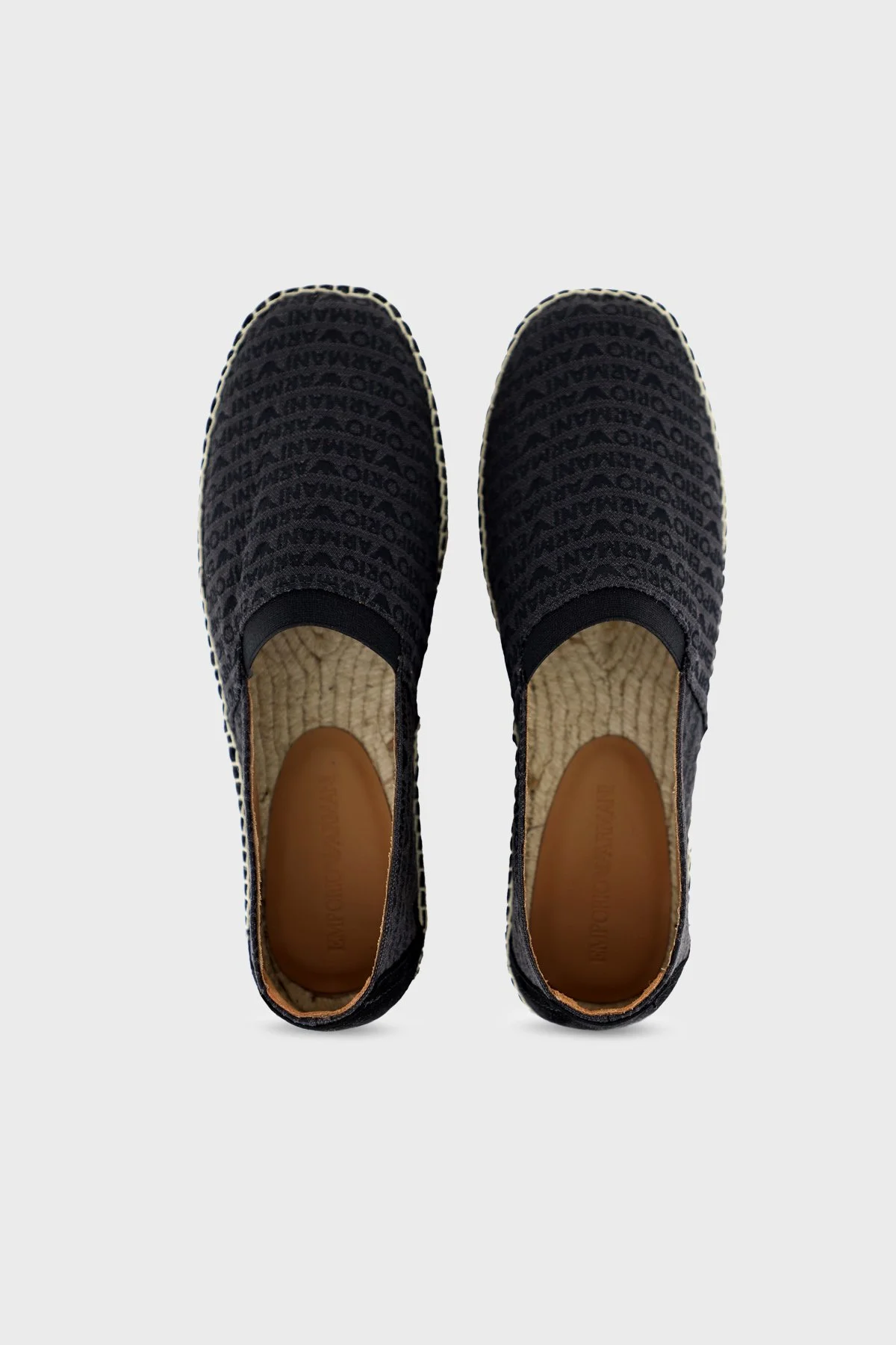 Emporio Armani Logo Baskılı Jakarlı Erkek Espadril EM005853 AF25529 MC012 SİYAH - 4