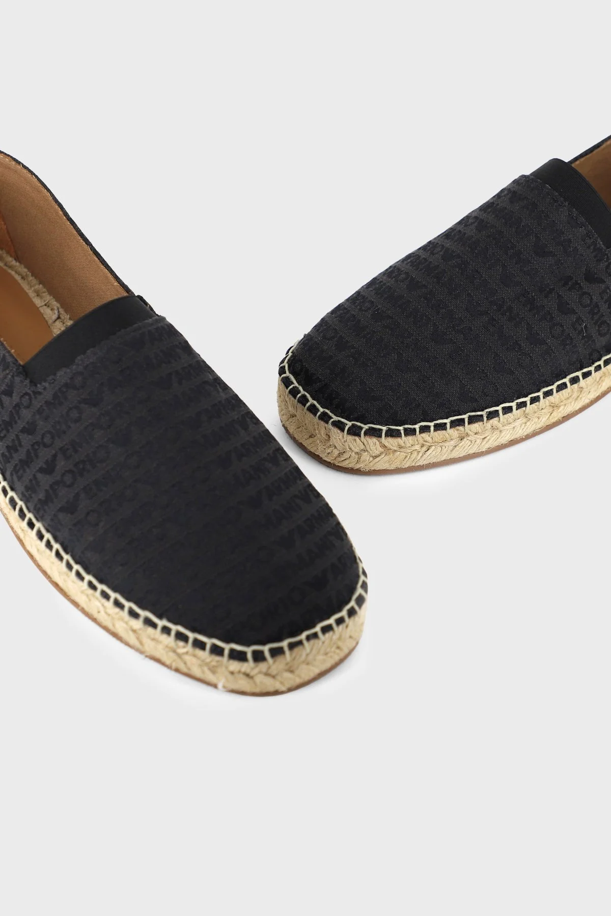 Emporio Armani Logo Baskılı Jakarlı Erkek Espadril EM005853 AF25529 MC012 SİYAH - 5