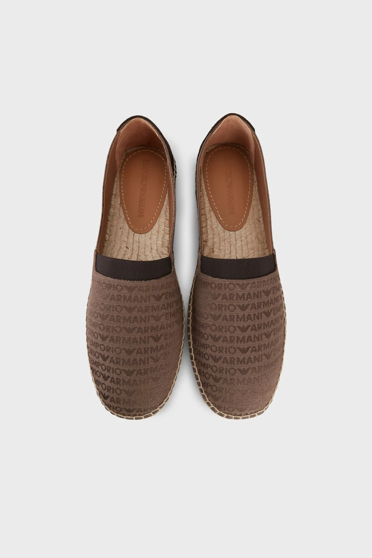 Emporio Armani Logo Baskılı Jakarlı Espadril Erkek Ayakkabı EM005853 AF25529 M6349 KAHVERENGİ - 4