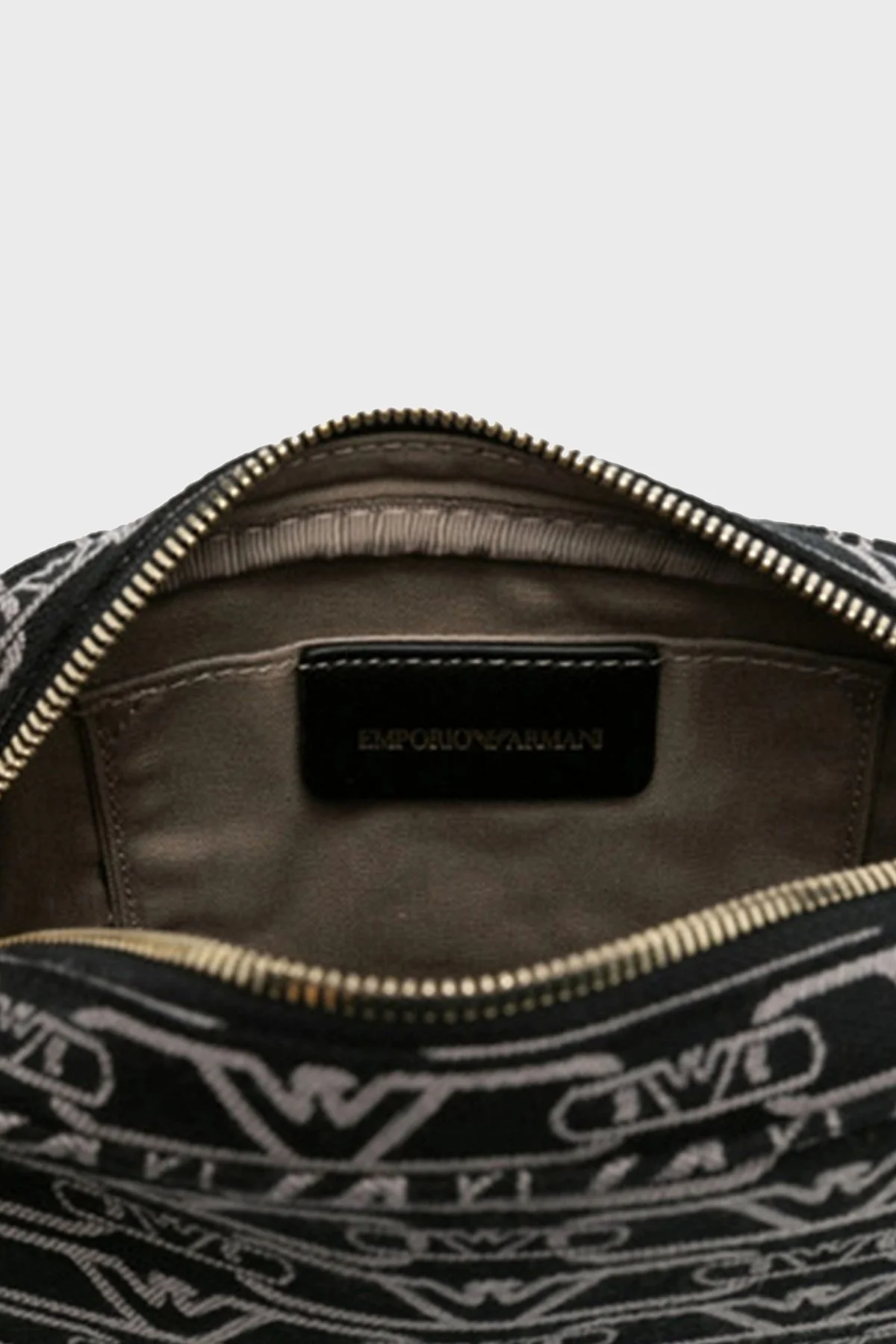 Emporio Armani Logo Baskılı Pamuklu Ayarlanabilir Askılı Bayan Çanta EW001891 AF19711 FC145 SİYAH-GRİ - 4