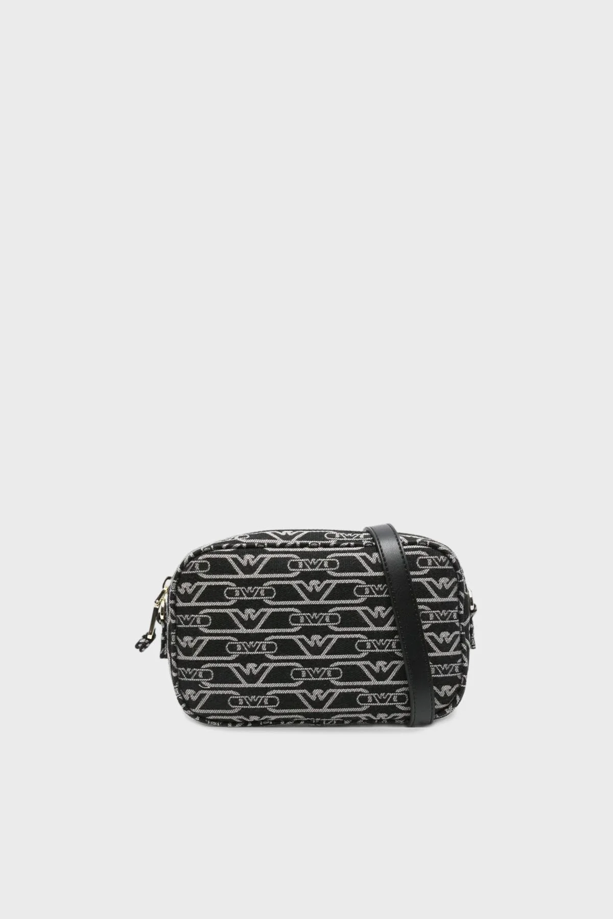 Emporio Armani Logo Baskılı Pamuklu Ayarlanabilir Askılı Kadın Çanta EW001891 AF19711 FC145 SİYAH-GRİ - 1