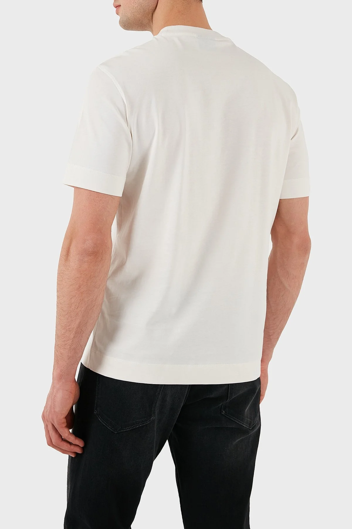 Emporio Armani Logo Baskılı Pamuklu Regular Fit Bisiklet Yaka Erkek T Shirt EM000780 AF12926 U0003 BEYAZ - 3