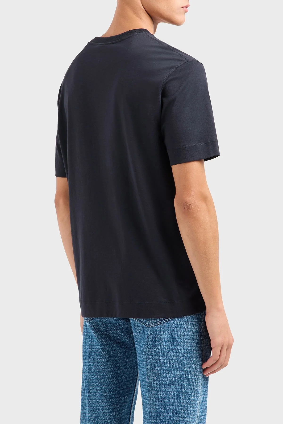 Emporio Armani Logo Baskılı Pamuklu Regular Fit Bisiklet Yaka Erkek T Shirt EM000780 AF12926 UB118 LACİVERT - 3