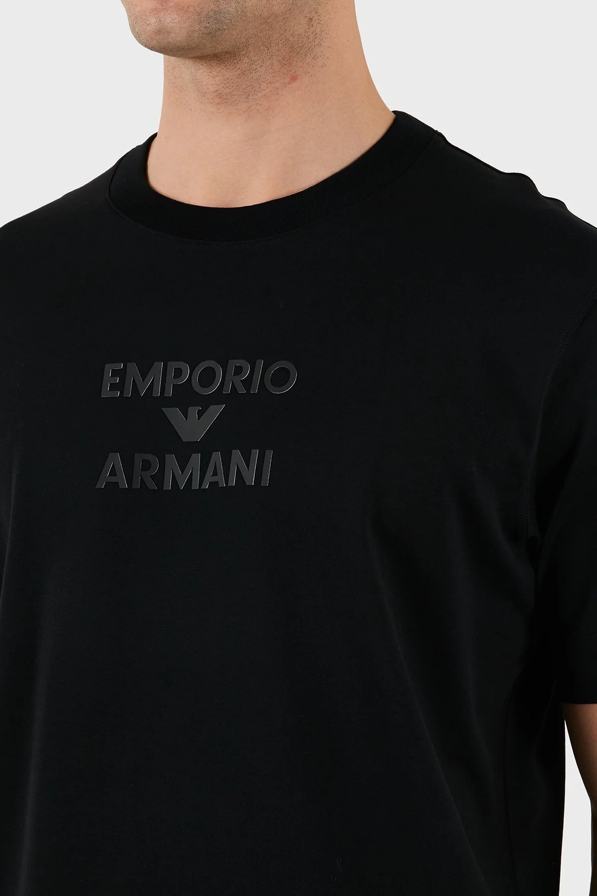 Emporio Armani Logo Baskılı Pamuklu Regular Fit Bisiklet Yaka Erkek T Shirt EM000780 AF12926 UC001 SİYAH - 6