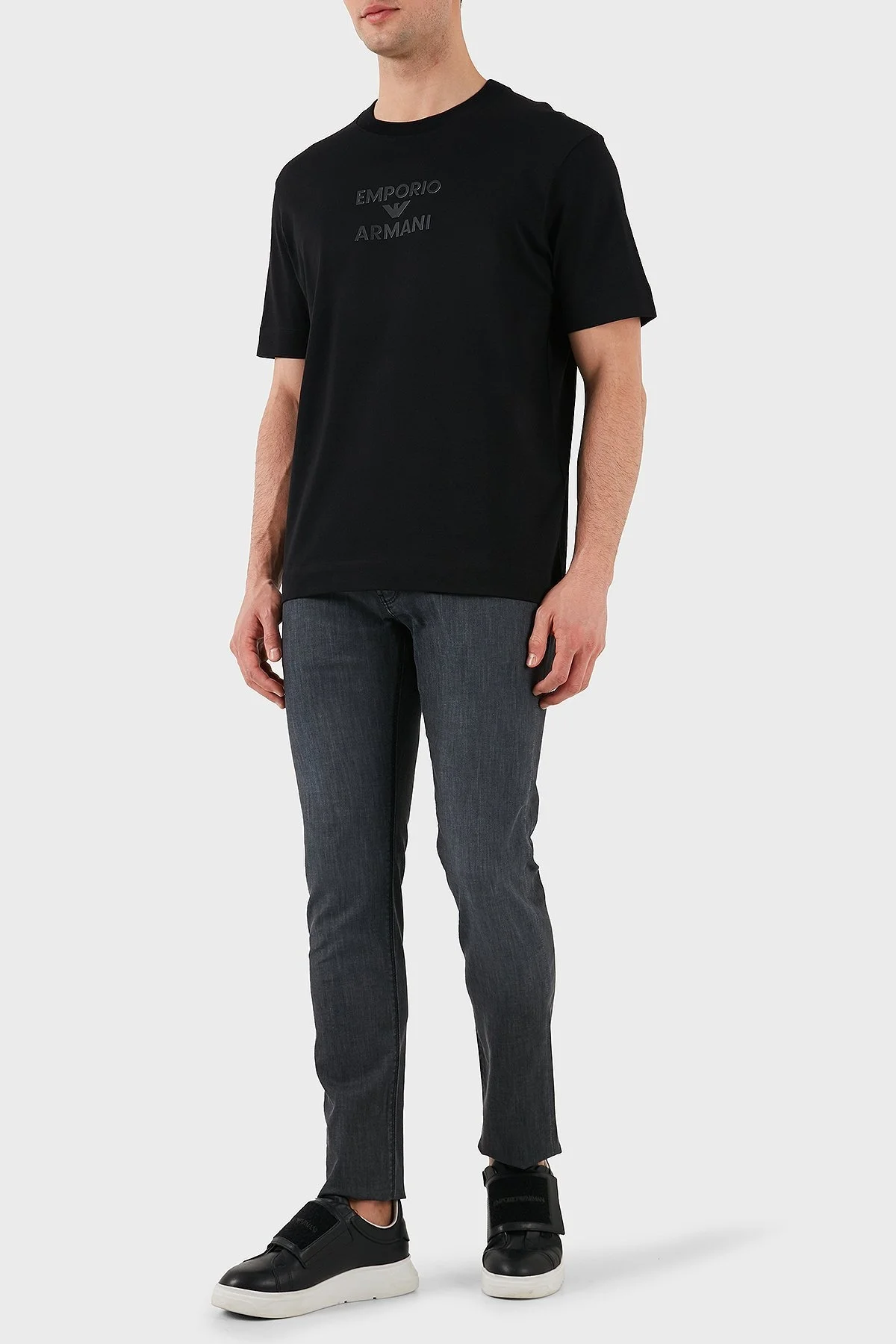 Emporio Armani Logo Baskılı Pamuklu Regular Fit Bisiklet Yaka Erkek T Shirt EM000780 AF12926 UC001 SİYAH - 8