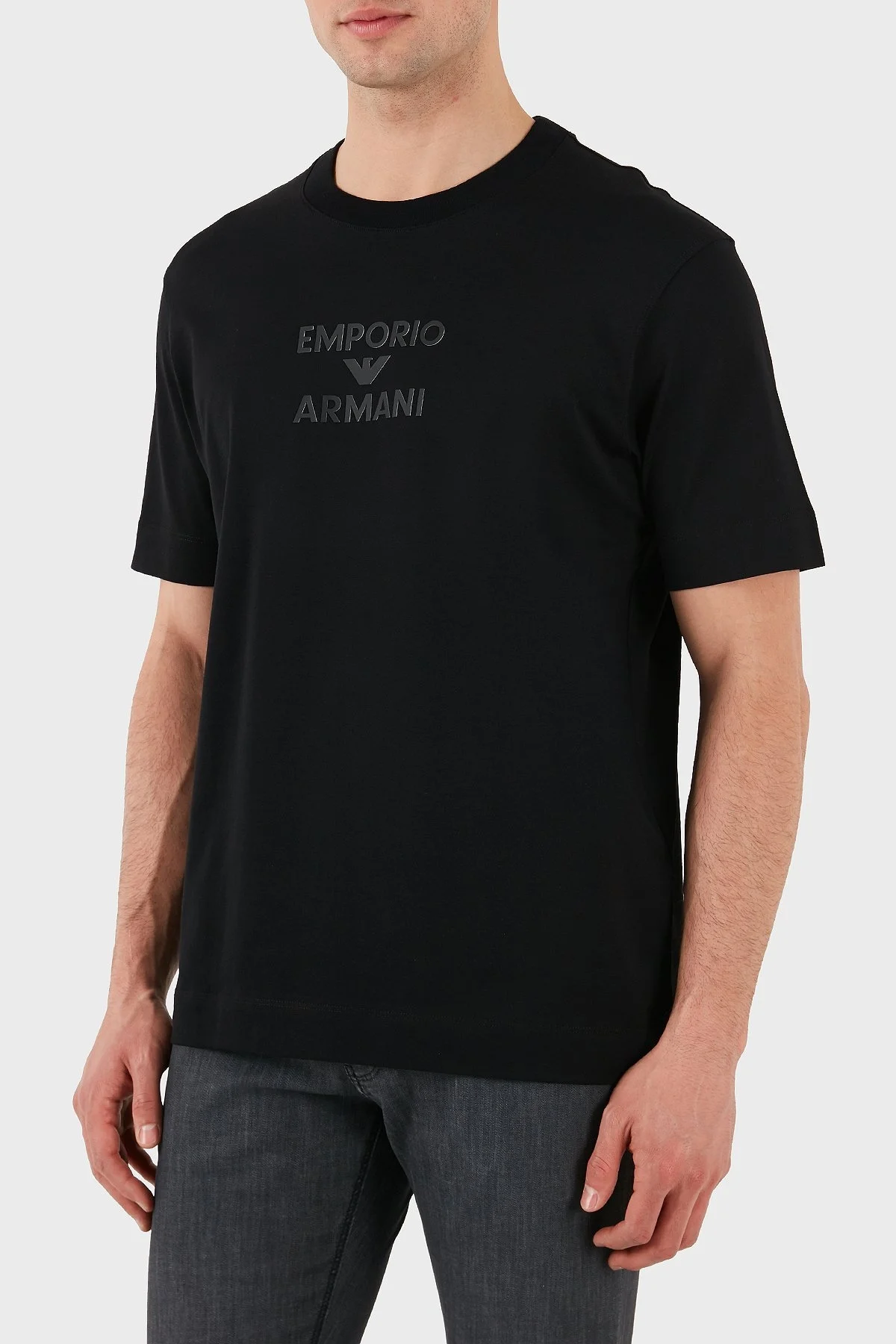 Emporio Armani Logo Baskılı Pamuklu Regular Fit Bisiklet Yaka Erkek T Shirt EM000780 AF12926 UC001 SİYAH - 11