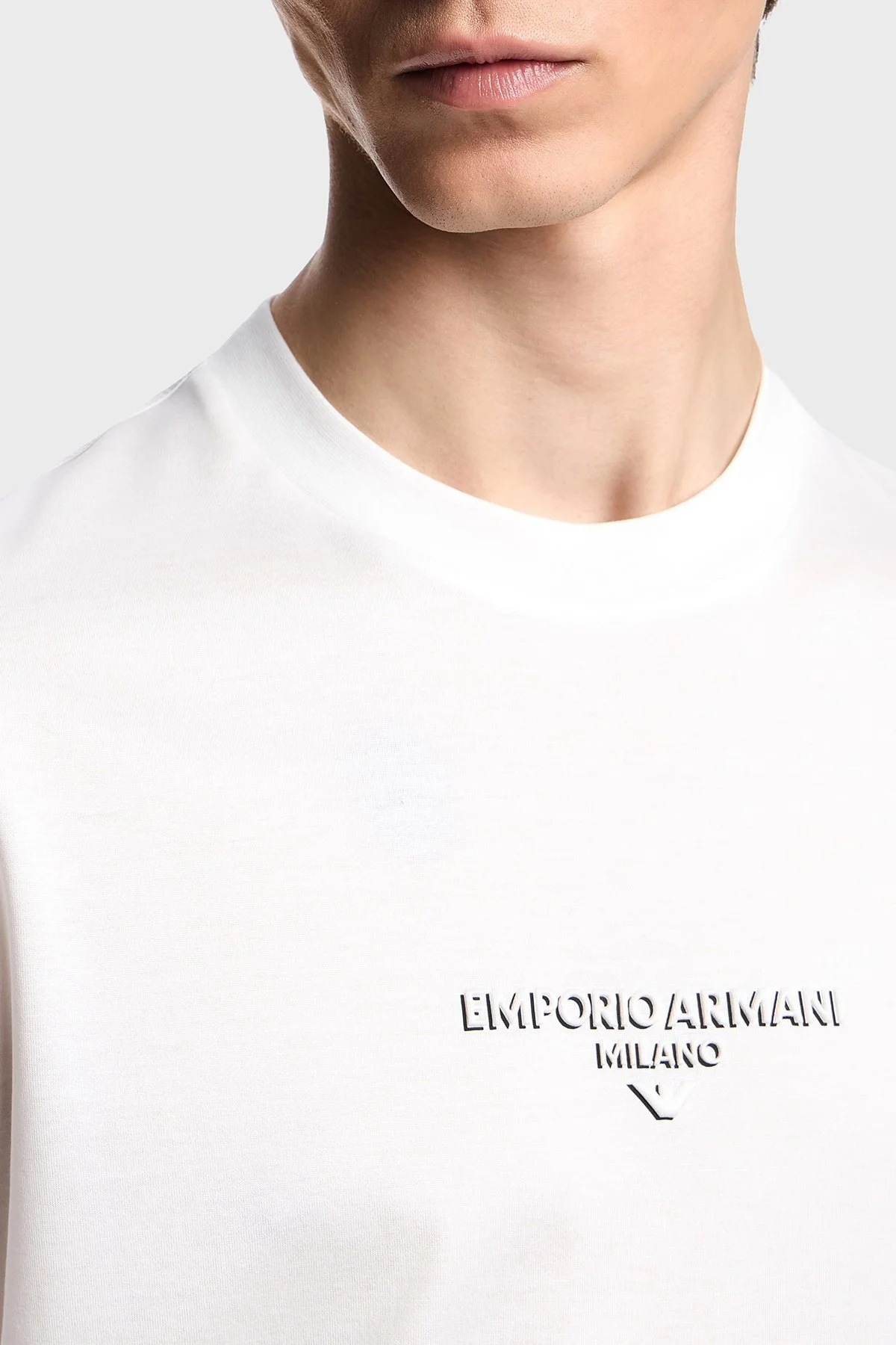 Emporio Armani Logo Baskılı Pamuklu Regular Fit Bisiklet Yaka Erkek T Shirt EM002838 AF10761 U0003 BEYAZ - 4