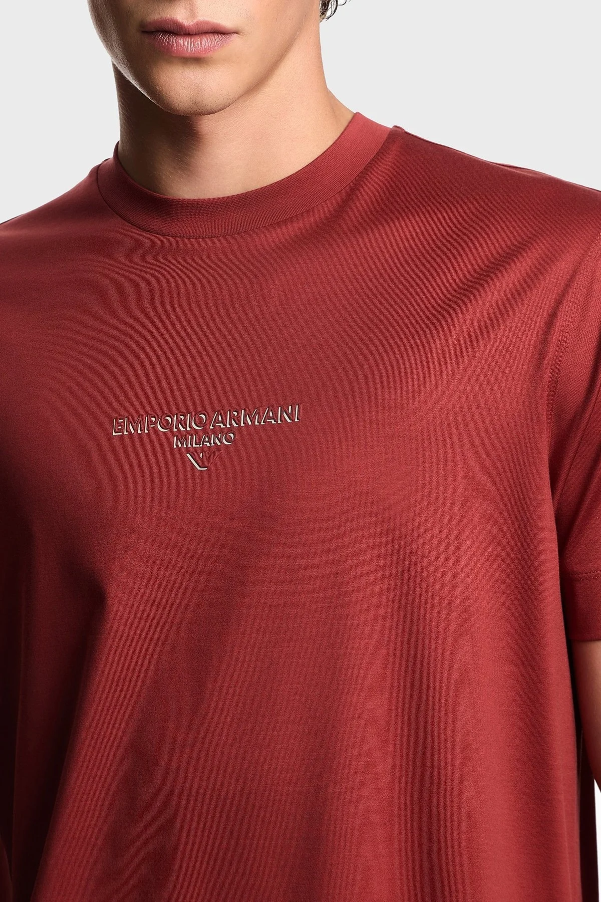 Emporio Armani Logo Baskılı Pamuklu Regular Fit Bisiklet Yaka Erkek T Shirt EM002838 AF10761 U5035 KIRMIZI - 4