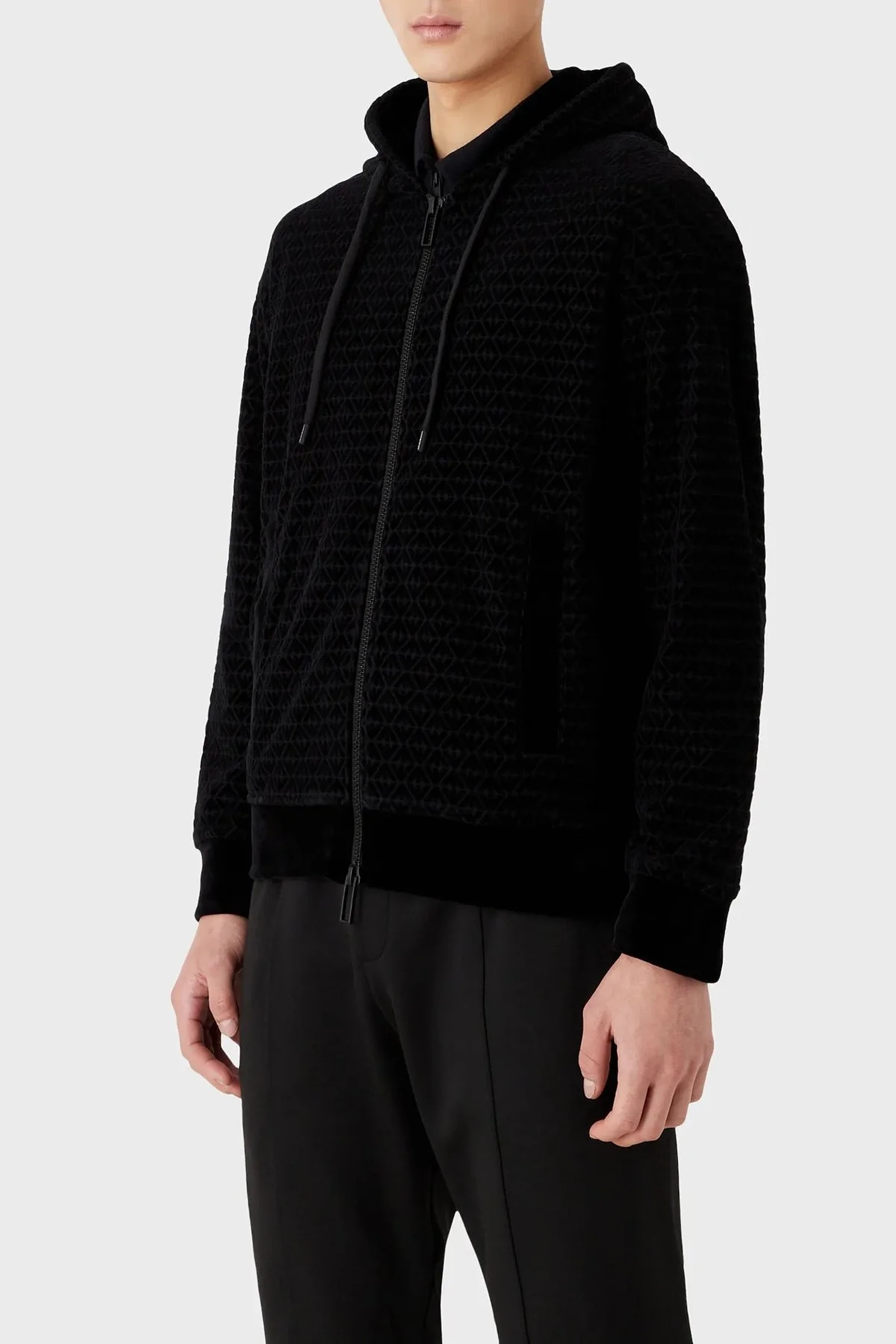 Emporio Armani Logo Baskılı Regular Fit Kapüşonlu Fermuarlı Erkek Sweat 6L1MN0 1JJWZ F026 SİYAH - 1