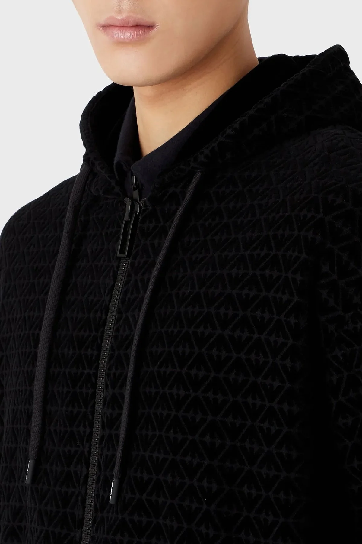 Emporio Armani Logo Baskılı Regular Fit Kapüşonlu Fermuarlı Erkek Sweat 6L1MN0 1JJWZ F026 SİYAH - 4