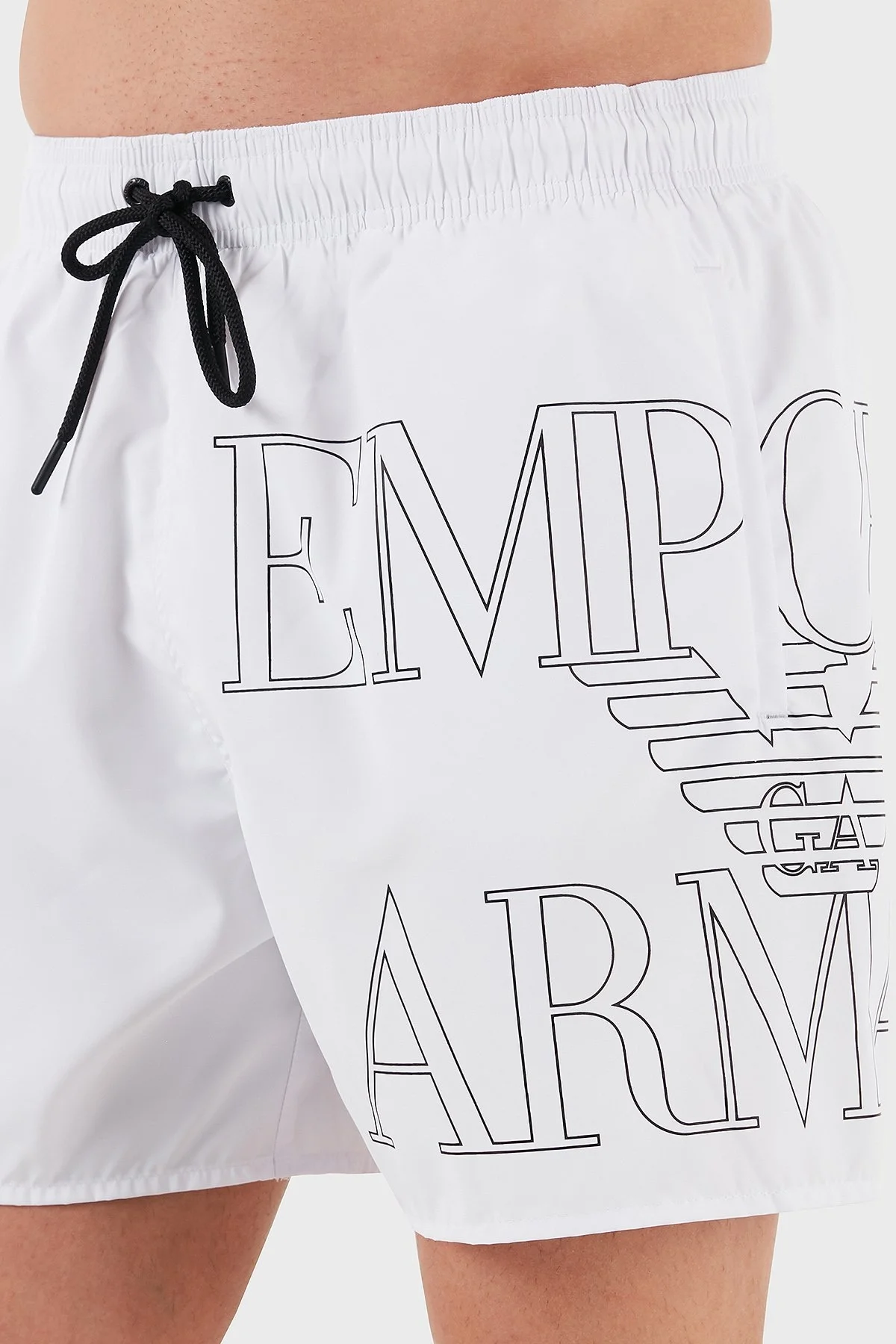 Emporio Armani Logo Baskılı Slim Fit Düşük Bel Erkek Mayo Short EM000583 AF12326 U0002 BEYAZ - 4
