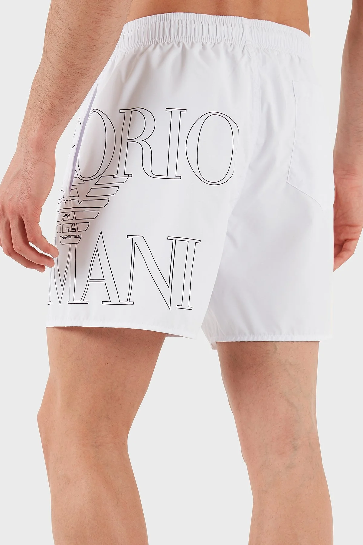 Emporio Armani Logo Baskılı Slim Fit Düşük Bel Erkek Mayo Short EM000583 AF12326 U0002 BEYAZ - 5