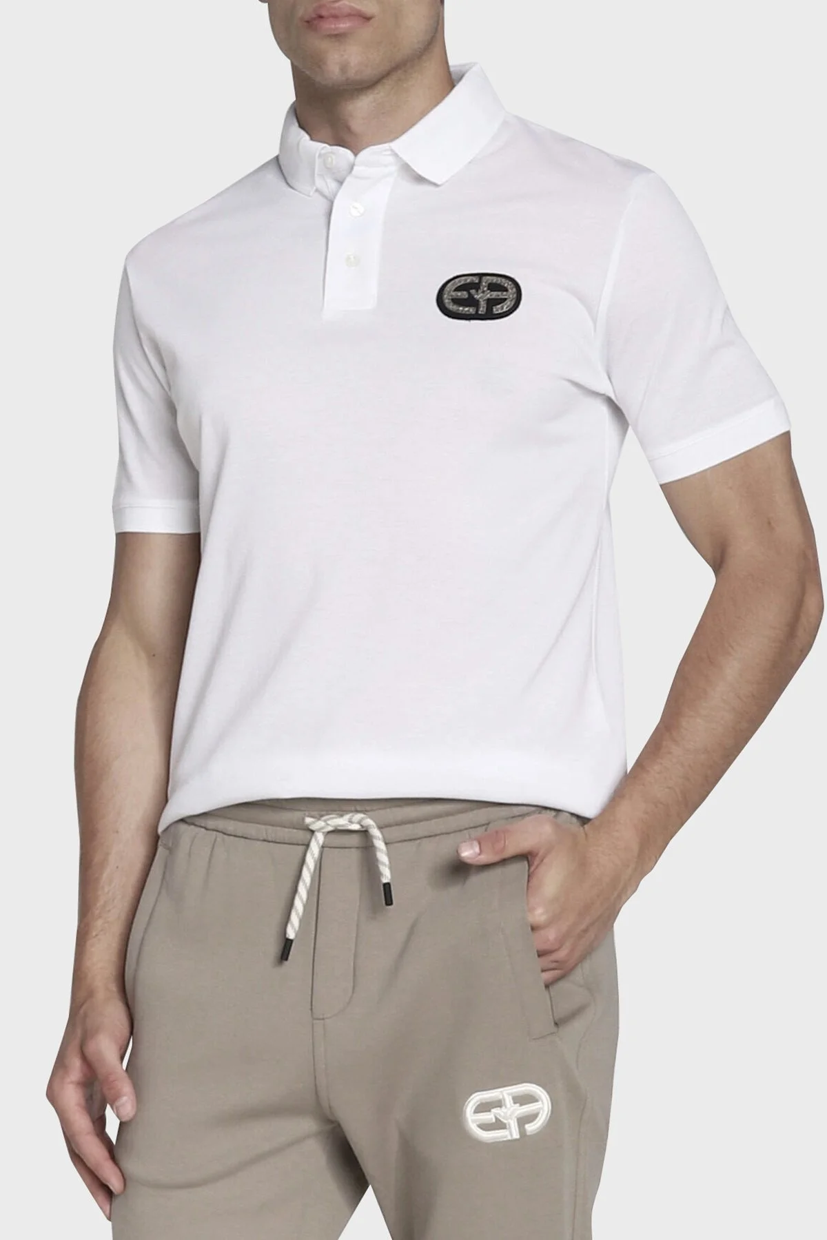 Emporio Armani Logo Baskılı Slim Fit Pamuklu Erkek Polo T Shirt 6L1FB9 1JTKZ 0100 BEYAZ - 1