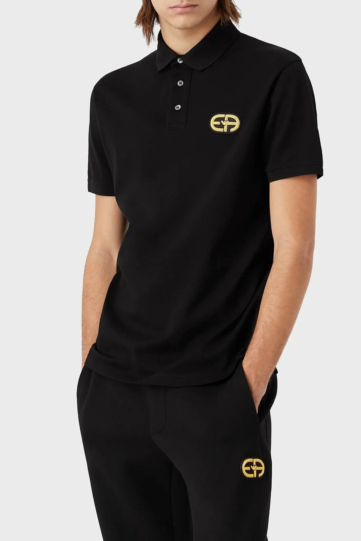 Emporio Armani Logo Baskılı Slim Fit Pamuklu Erkek Polo T Shirt 6L1FB9 1JTKZ 0999 SİYAH - 1