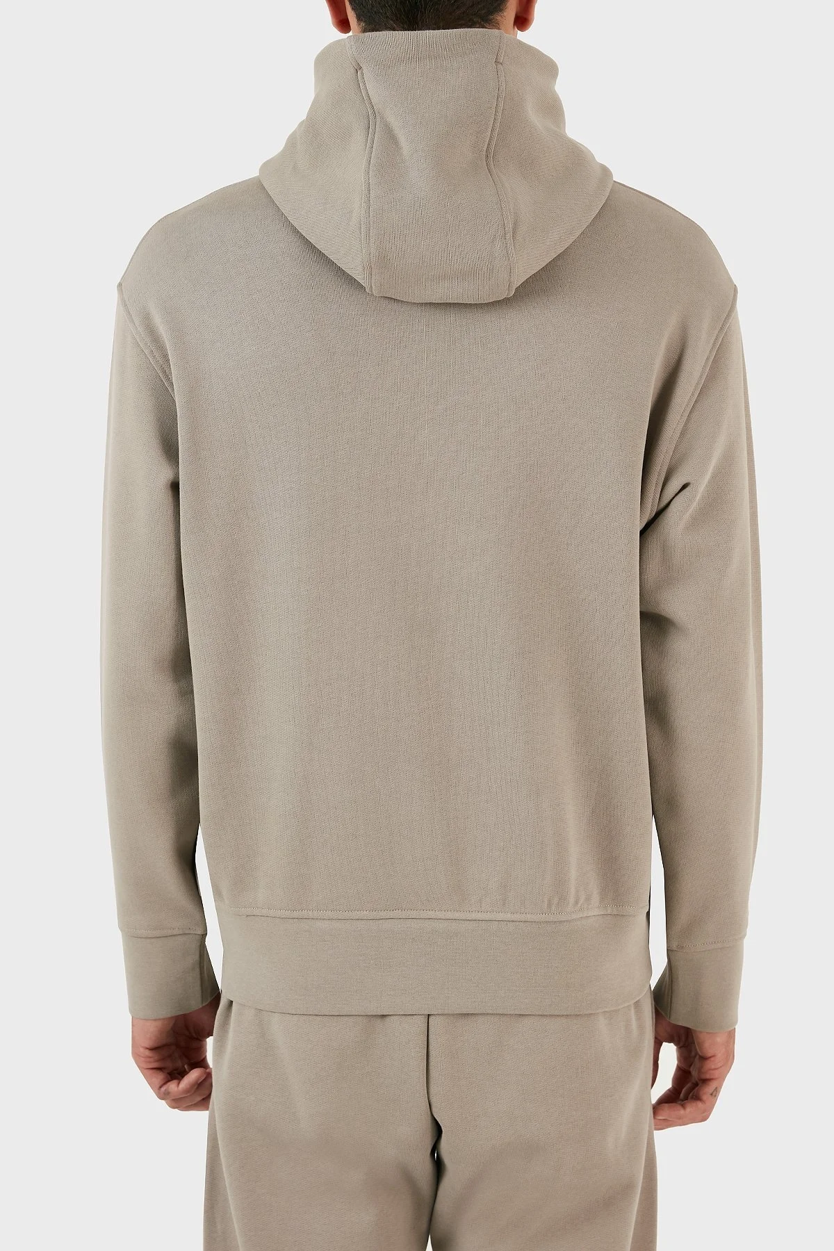 Emporio Armani Logo İşlemeli Kapüşonlu % 100 Pamuk Regular Fit Erkek Sweat 6R1MCN 1JWPZ 0643 BEJ - 3