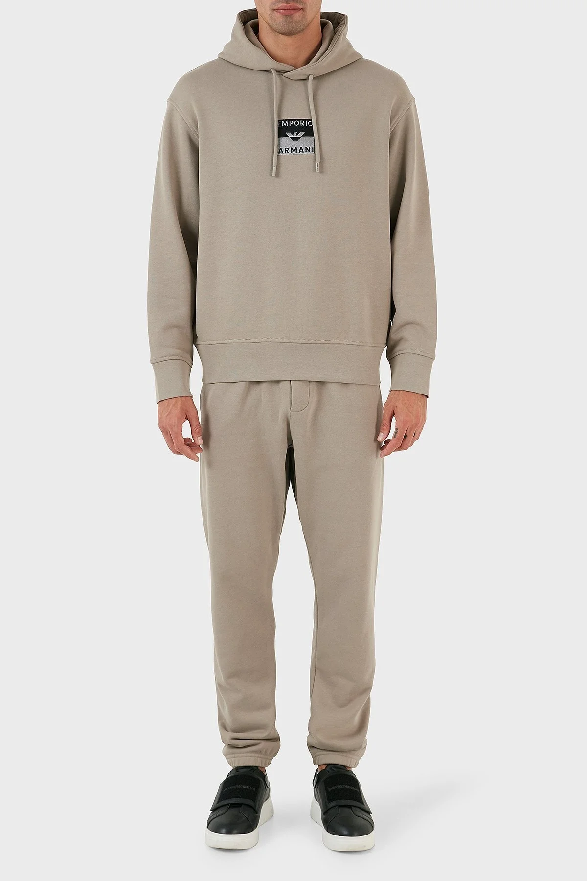 Emporio Armani Logo İşlemeli Kapüşonlu % 100 Pamuk Regular Fit Erkek Sweat 6R1MCN 1JWPZ 0643 BEJ - 5