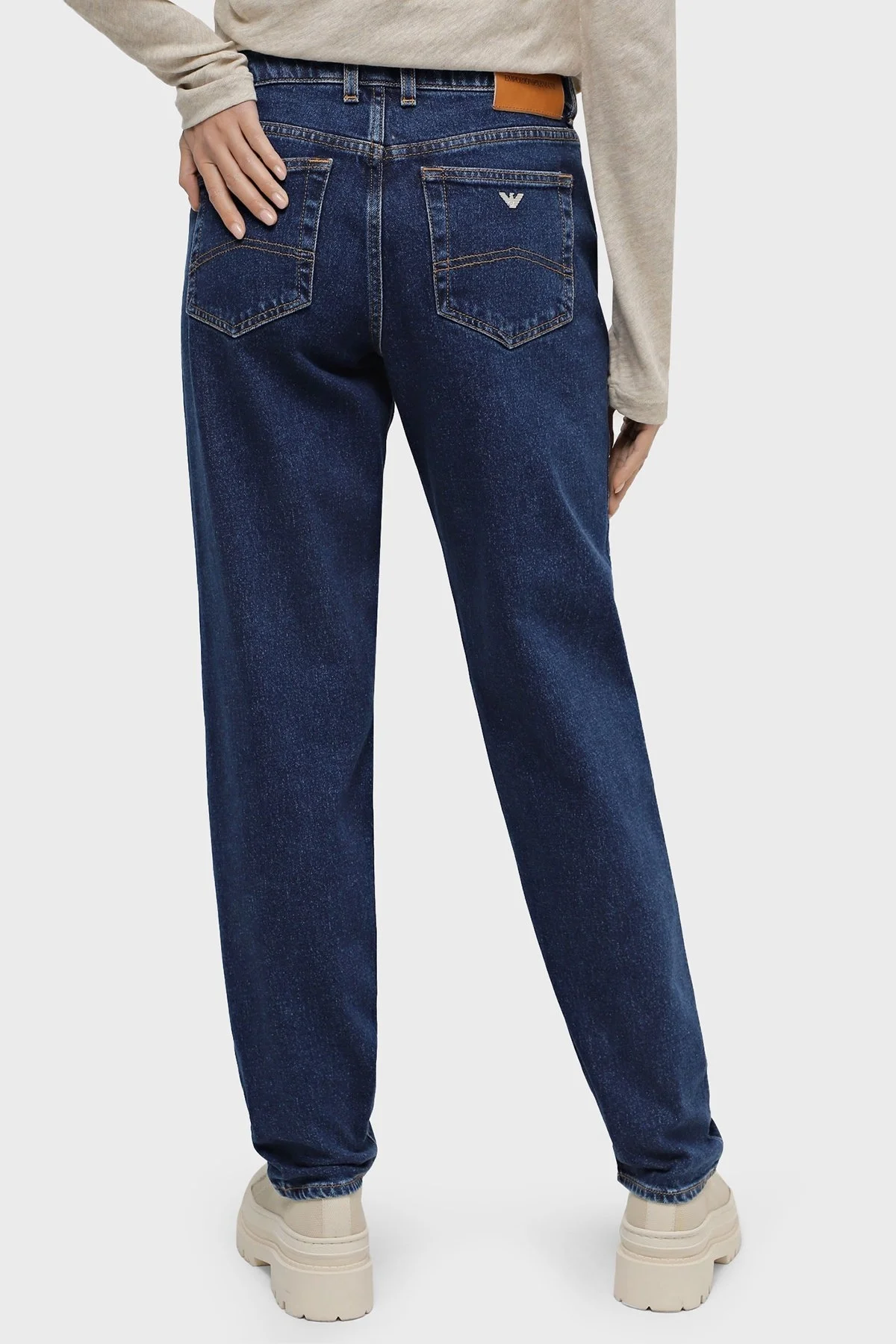 Emporio Armani Logo İşlemeli Pamuklu Düz Kesim J90 Jeans Bayan Kot Pantolon 6R2J90 2DAEZ 0941 LACİVERT - 3