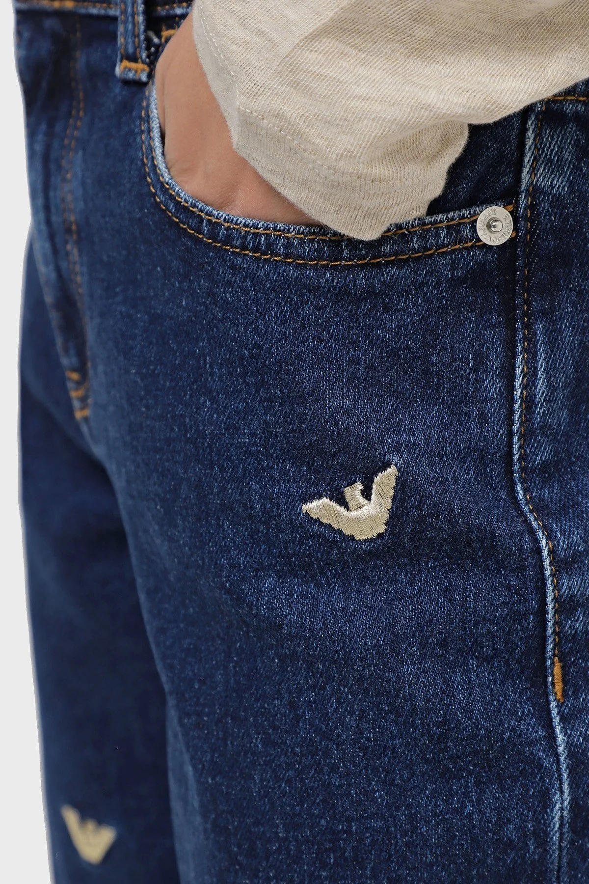 Emporio Armani Logo İşlemeli Pamuklu Düz Kesim J90 Jeans Bayan Kot Pantolon 6R2J90 2DAEZ 0941 LACİVERT - 4