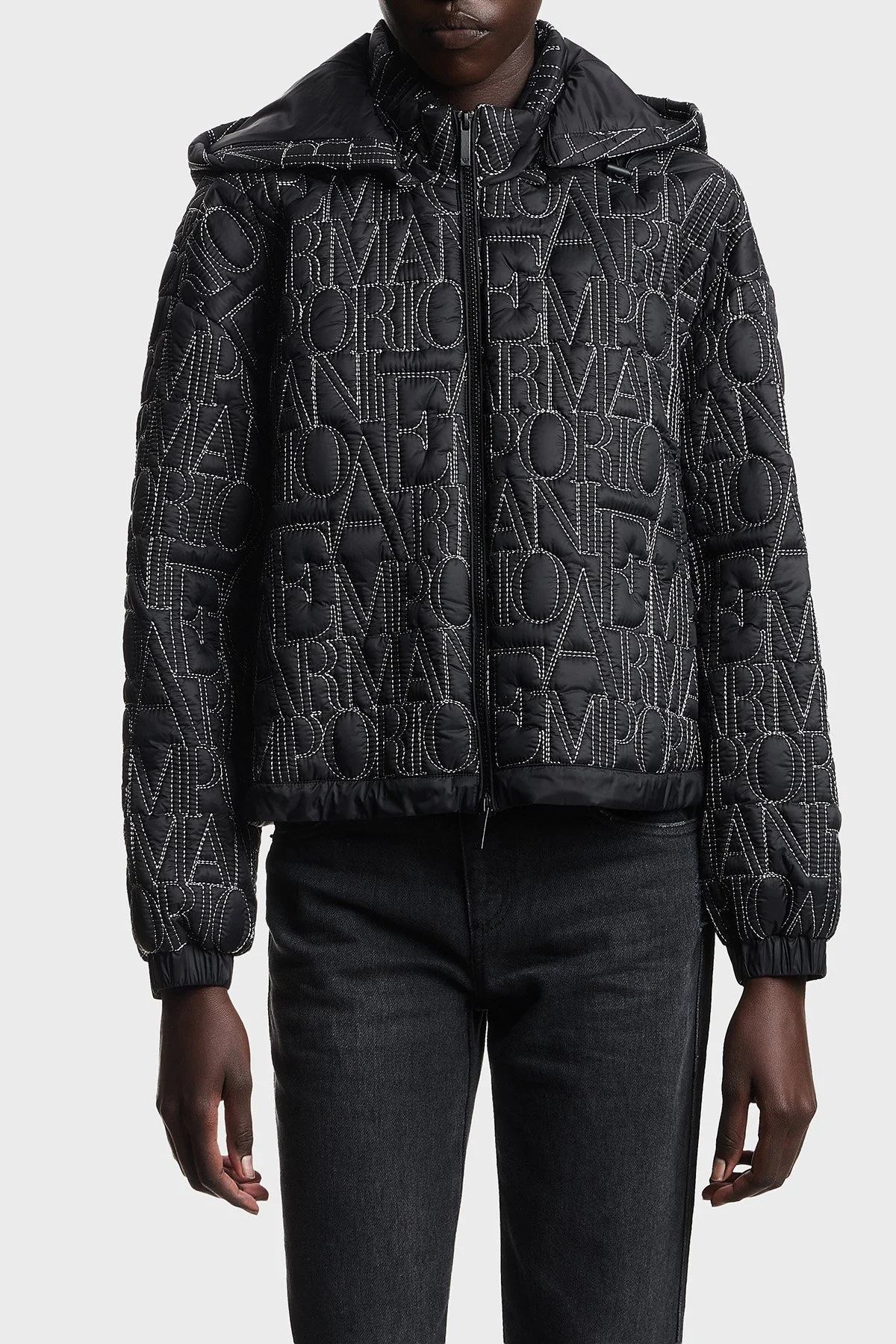 Emporio Armani Logo İşlemeli Regular Fit Çıkarılabilir Kapüşonlu Bayan Mont EW001389 AF12645 UC001 SİYAH - 8