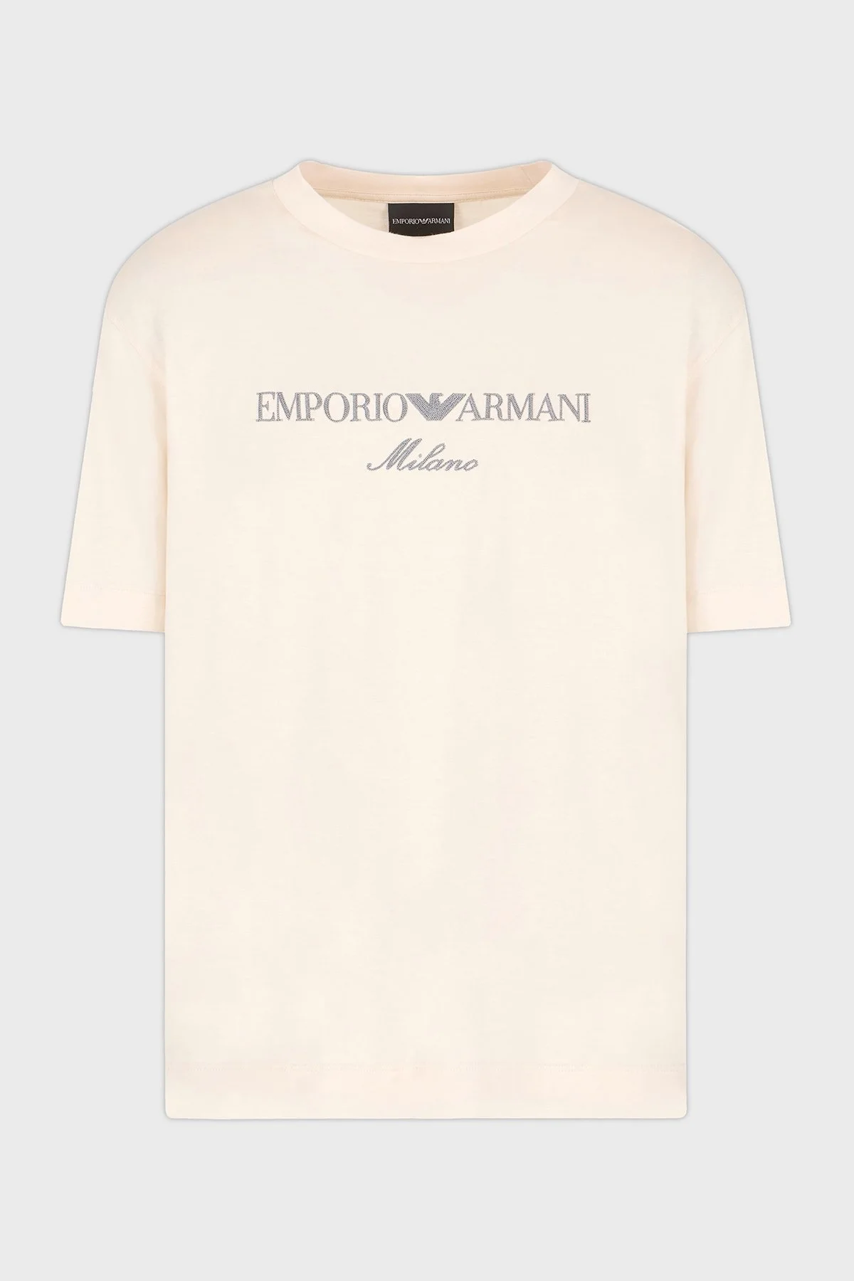 Emporio Armani Logo İşlemeli Regular Fit Pamuklu Bisiklet Yaka Erkek T Shirt EM001033 AF10017 M1052 EKRU - 5