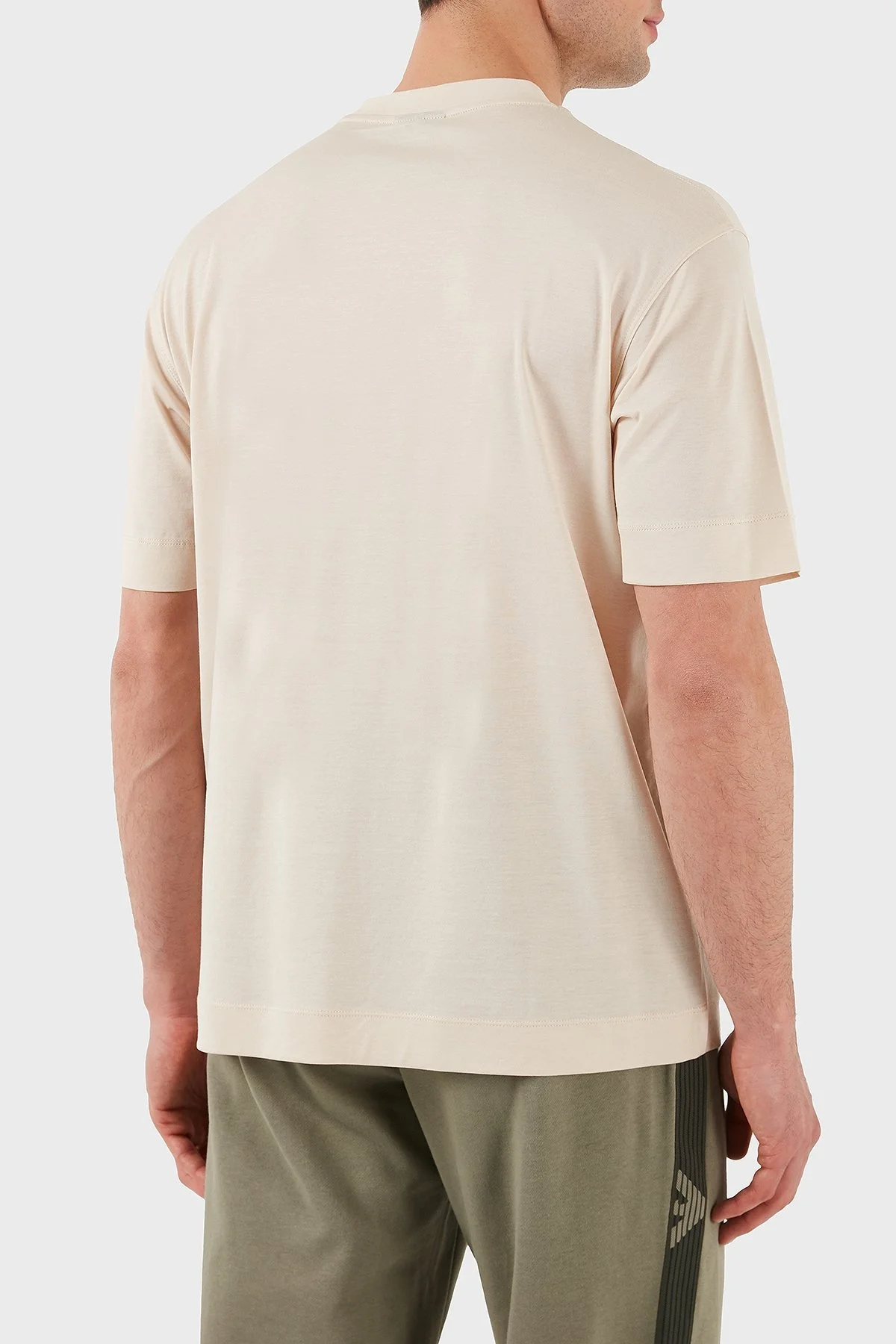 Emporio Armani Logo İşlemeli Regular Fit Pamuklu Bisiklet Yaka Erkek T Shirt EM001033 AF10017 M1089 EKRU - 3