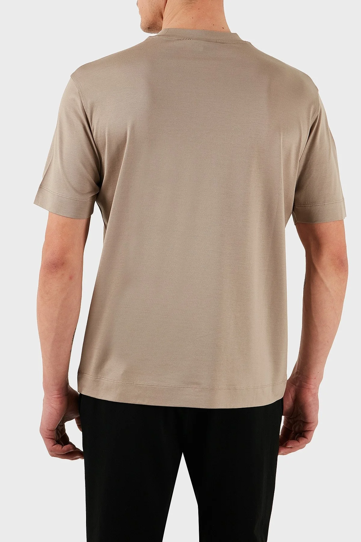 Emporio Armani Logo İşlemeli Regular Fit Pamuklu Bisiklet Yaka Erkek T Shirt EM001033 AF10017 M6085 BEJ - 3