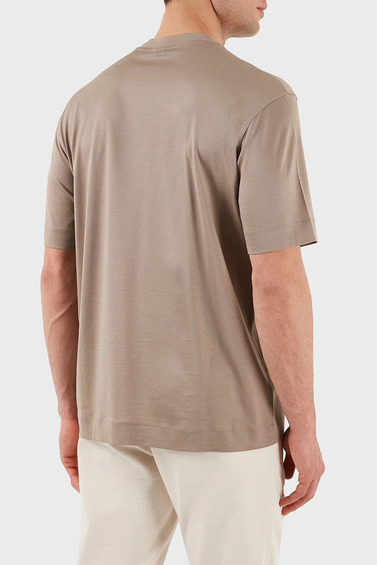 Emporio Armani Logo İşlemeli Regular Fit Pamuklu Bisiklet Yaka Erkek T Shirt EM001033 AF10017 M6116 BEJ - 3