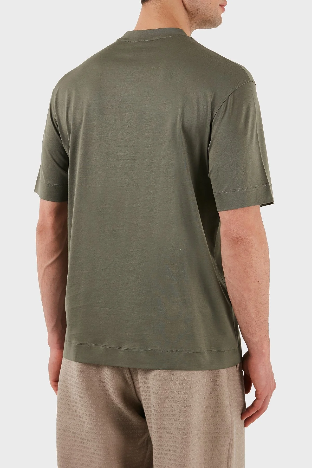 Emporio Armani Logo İşlemeli Regular Fit Pamuklu Bisiklet Yaka Erkek T Shirt EM001033 AF10017 M8129 HAKİ - 3