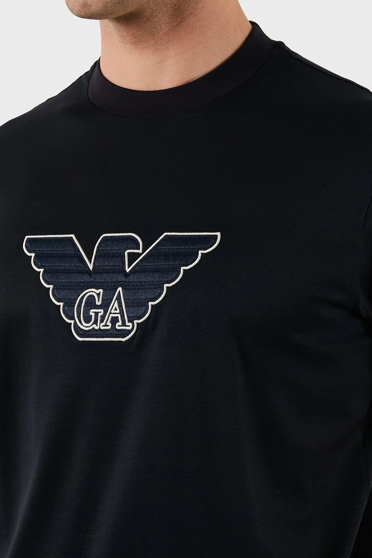 Emporio Armani Logo İşlemeli Regular Fit Pamuklu Bisiklet Yaka Erkek T Shirt EM001033 AF10017 MB192 LACİVERT - 6