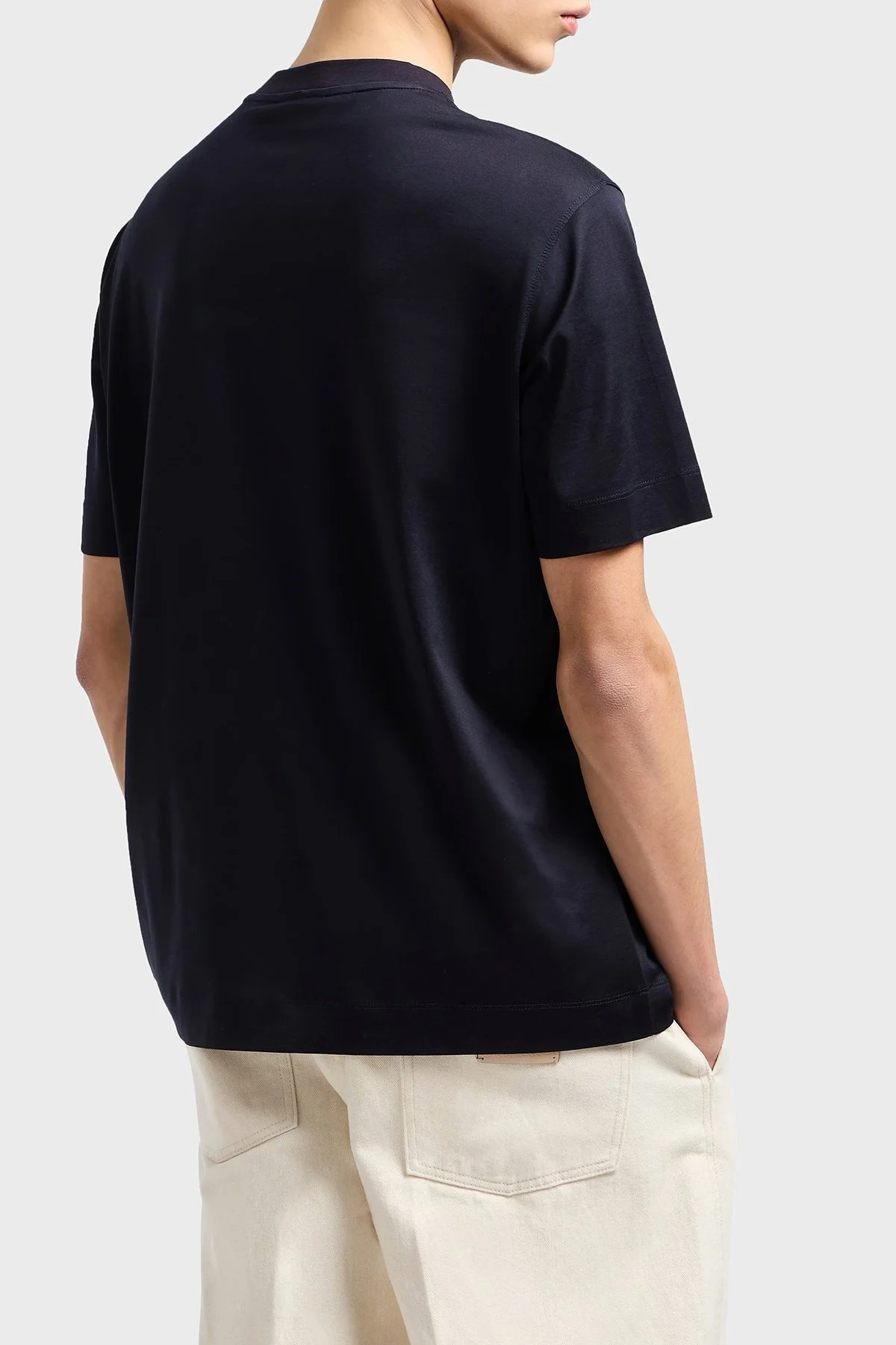 Emporio Armani Logo İşlemeli Regular Fit Pamuklu Bisiklet Yaka Erkek T Shirt EM001033 AF10017 MB222 LACİVERT - 3