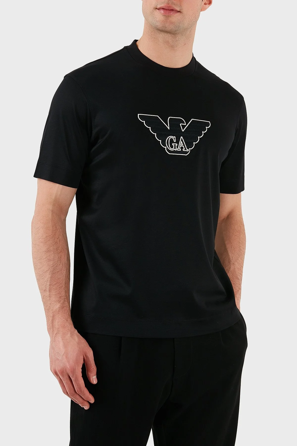 Emporio Armani Logo İşlemeli Regular Fit Pamuklu Bisiklet Yaka Erkek T Shirt EM001033 AF10017 MC170 SİYAH - 4