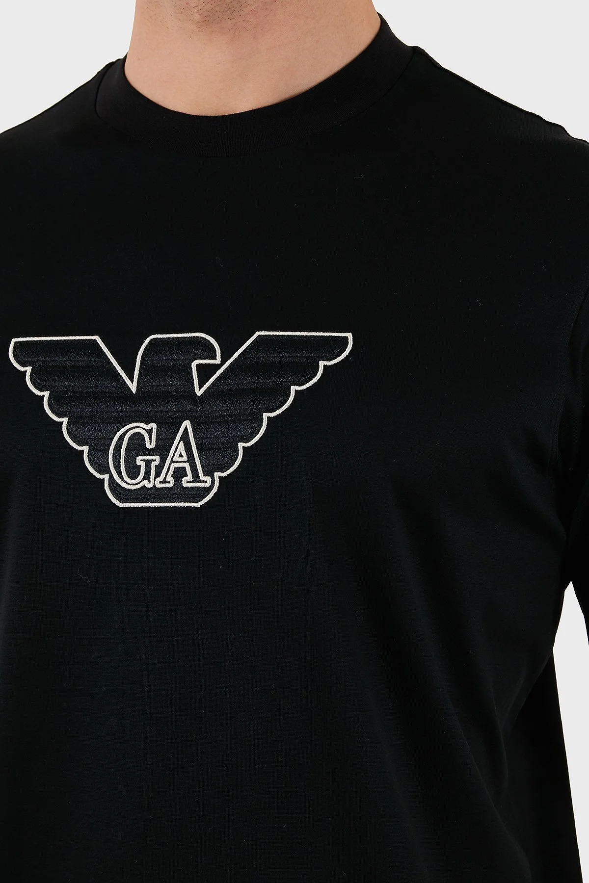 Emporio Armani Logo İşlemeli Regular Fit Pamuklu Bisiklet Yaka Erkek T Shirt EM001033 AF10017 MC170 SİYAH - 6