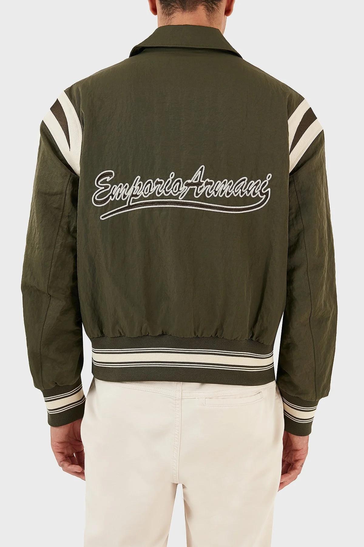 Emporio Armani Logo İşlemeli Renk Bloklu Regular Fit Spor Bomber Erkek Ceket 6R1BZ2 1NZOZ 0514 HAKİ - 2