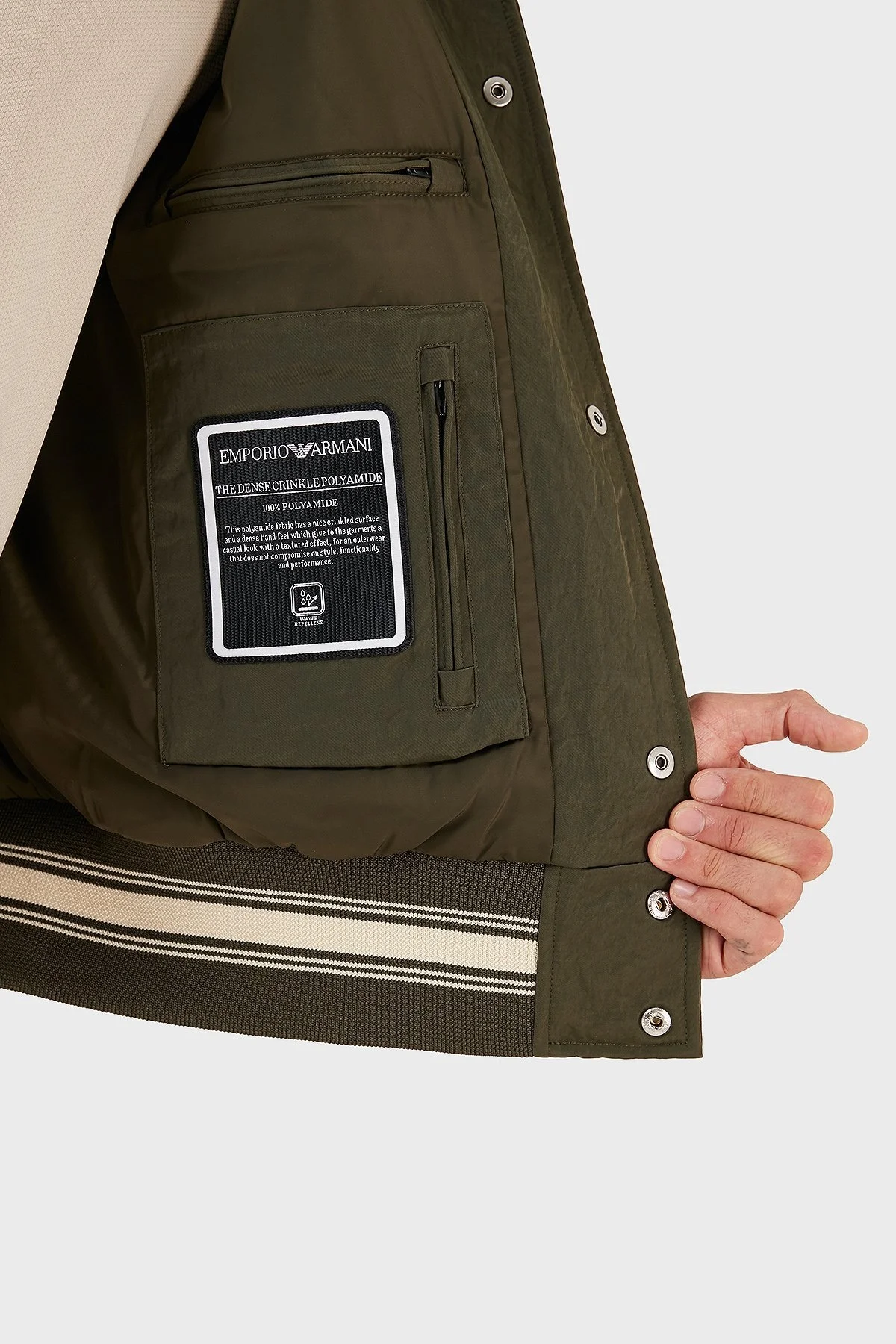 Emporio Armani Logo İşlemeli Renk Bloklu Regular Fit Spor Bomber Erkek Ceket 6R1BZ2 1NZOZ 0514 HAKİ - 5