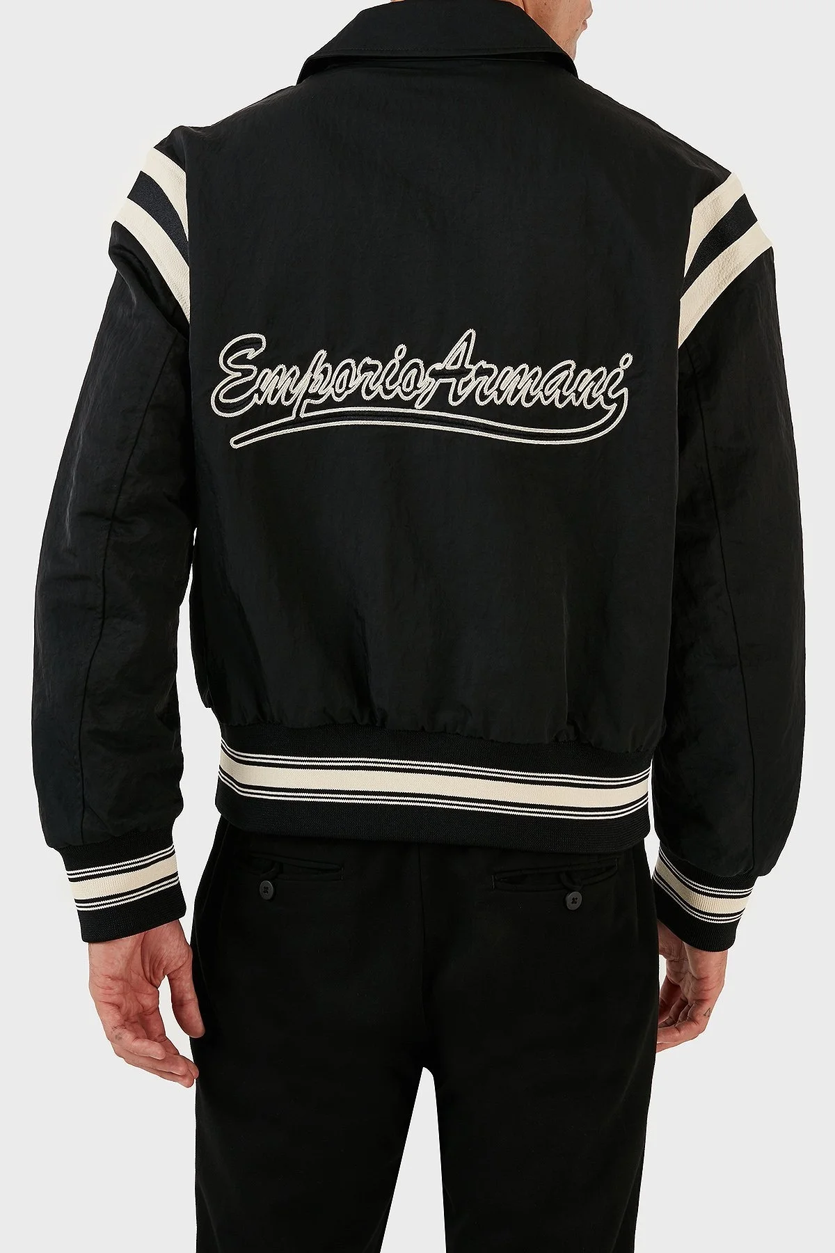 Emporio Armani Logo İşlemeli Renk Bloklu Regular Fit Spor Bomber Erkek Ceket 6R1BZ2 1NZOZ 0999 SİYAH - 2