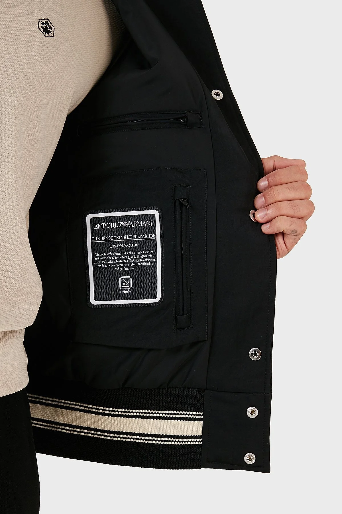 Emporio Armani Logo İşlemeli Renk Bloklu Regular Fit Spor Bomber Erkek Ceket 6R1BZ2 1NZOZ 0999 SİYAH - 5