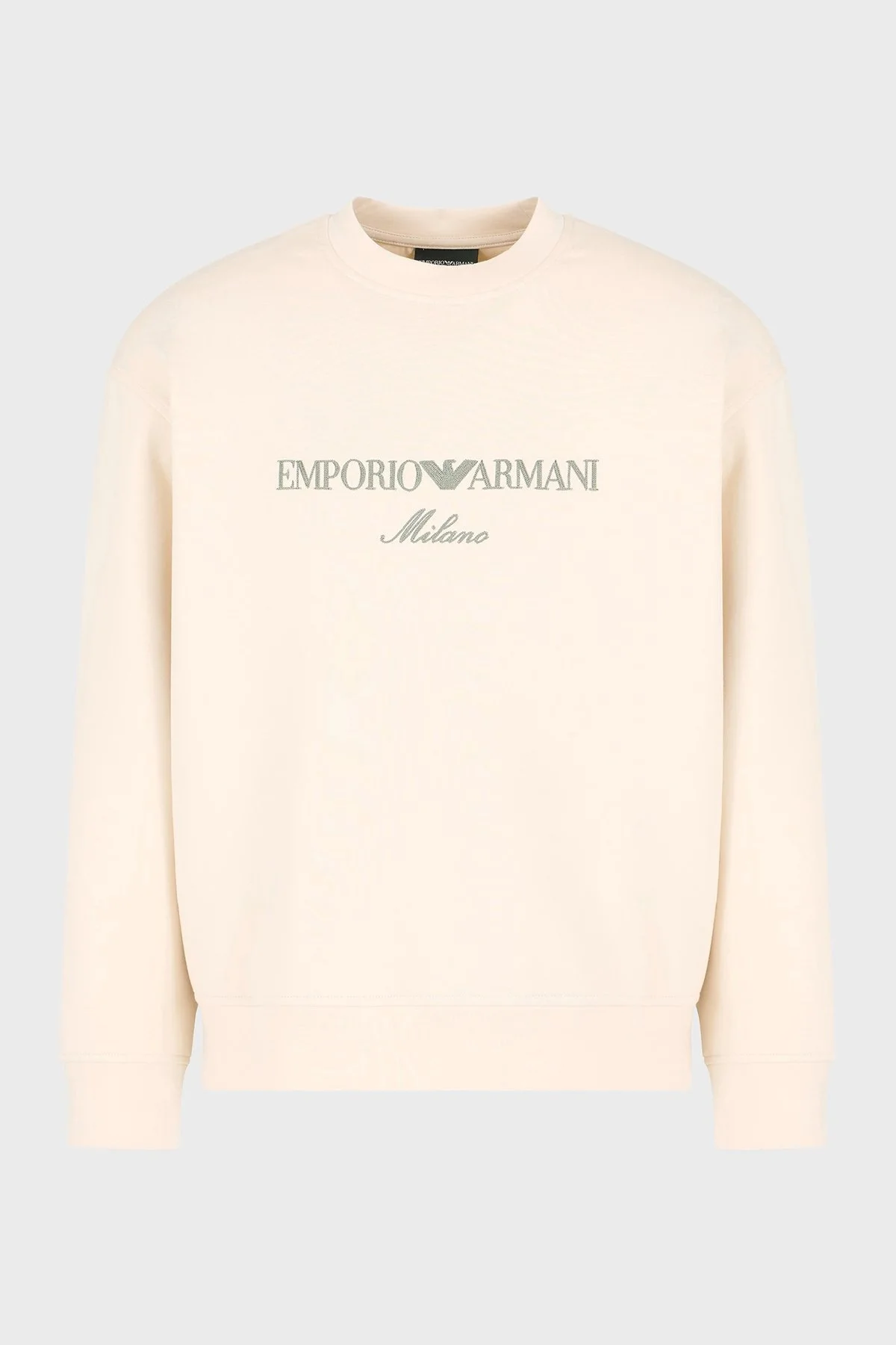 Emporio Armani Logo İşlemeli Streç Pamuklu Regular Fit Bisiklet Yaka Erkek Sweat EM001052 AF10013 M1052 EKRU - 10
