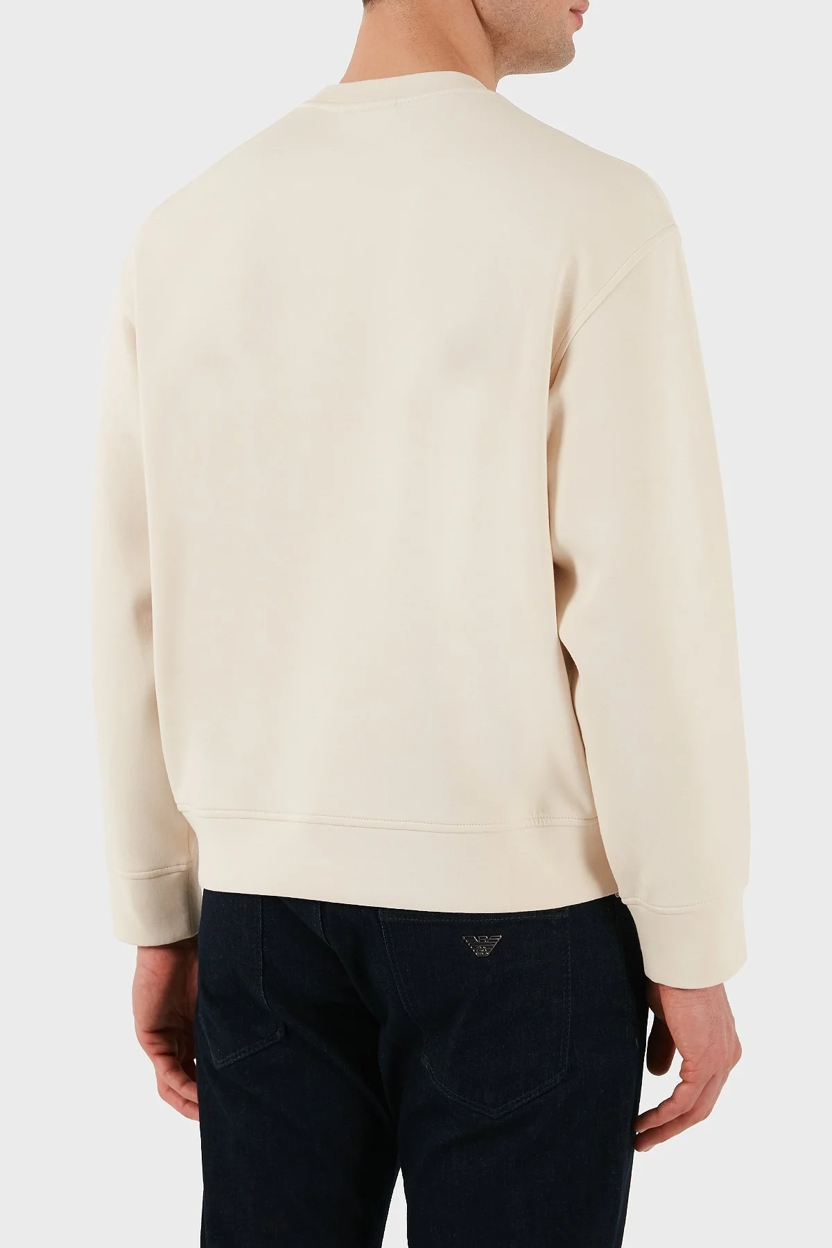 Emporio Armani Logo İşlemeli Streç Pamuklu Regular Fit Bisiklet Yaka Erkek Sweat EM001052 AF10013 M1089 EKRU - 3