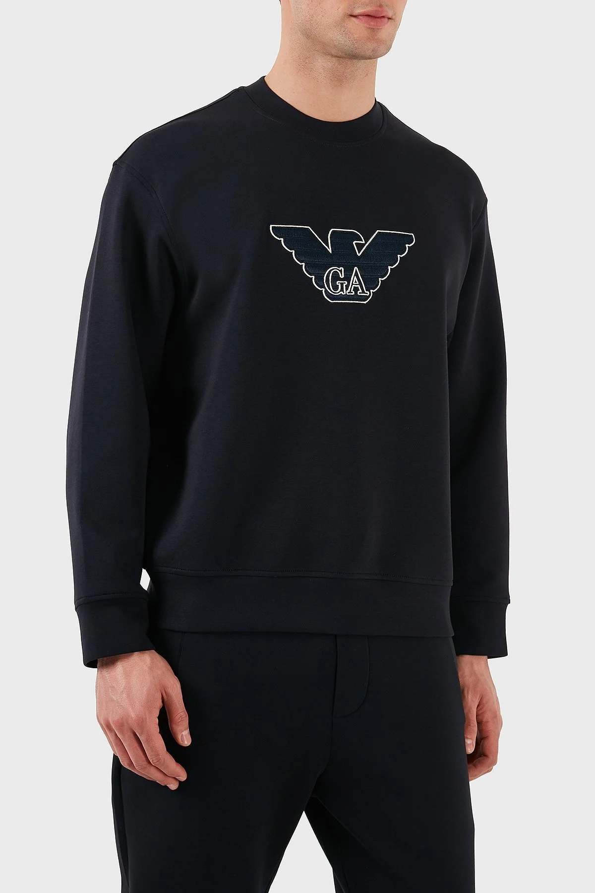 Emporio Armani Logo İşlemeli Streç Pamuklu Regular Fit Bisiklet Yaka Erkek Sweat EM001052 AF10013 MB192 LACİVERT - 9