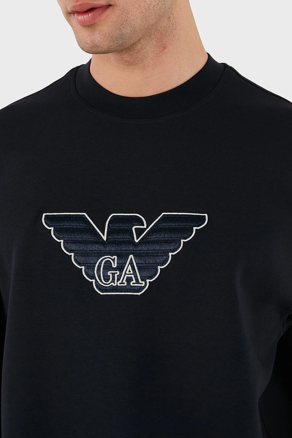 Emporio Armani Logo İşlemeli Streç Pamuklu Regular Fit Bisiklet Yaka Erkek Sweat EM001052 AF10013 MB192 LACİVERT - 10