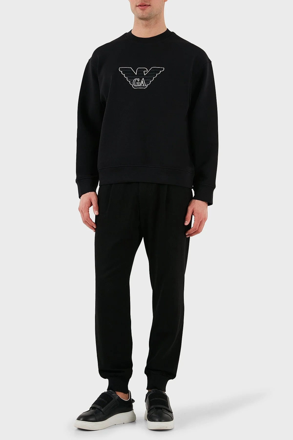 Emporio Armani Logo İşlemeli Streç Pamuklu Regular Fit Bisiklet Yaka Erkek Sweat EM001052 AF10013 MC170 SİYAH - 2