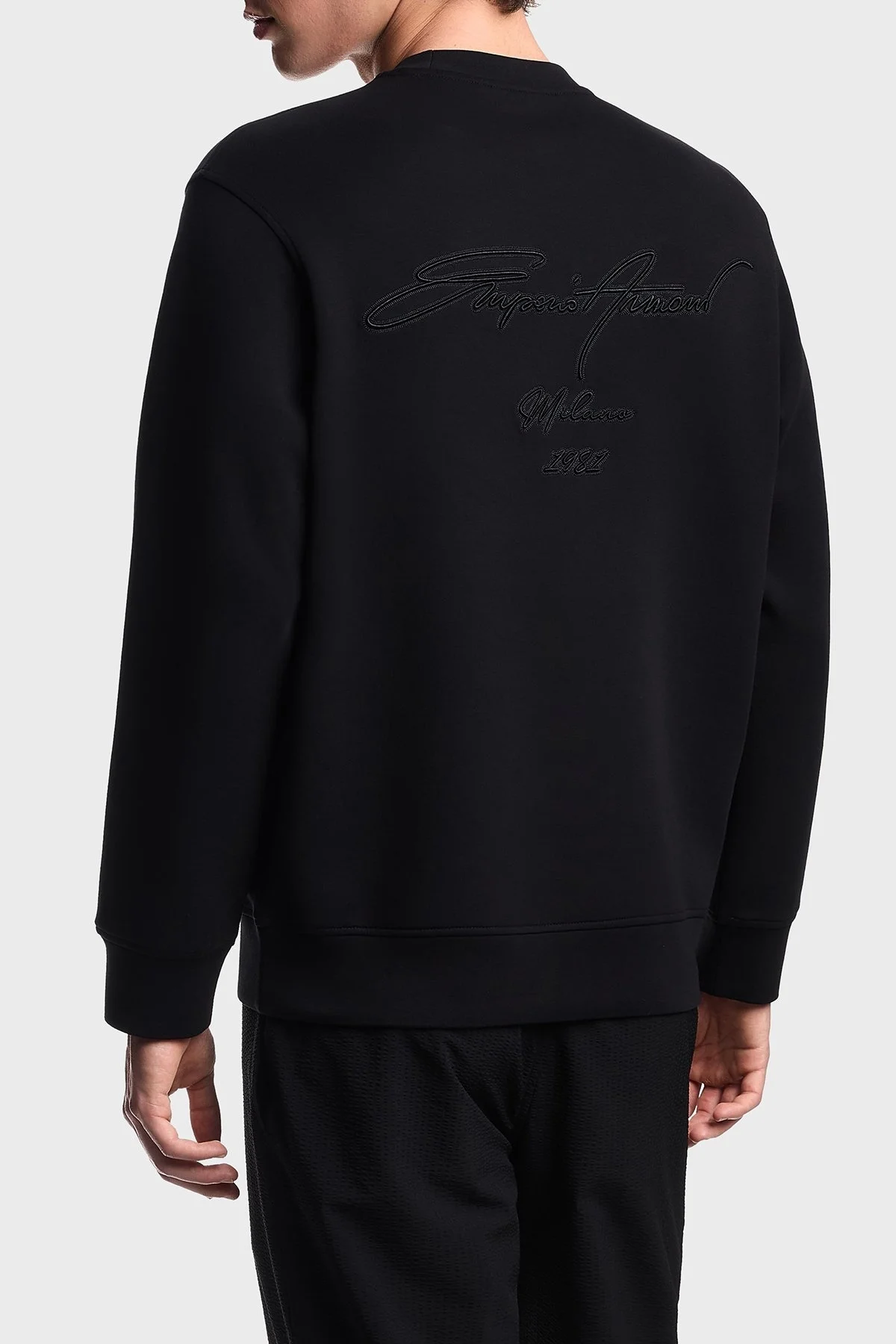 Emporio Armani Logo İşlemeli Streç Pamuklu Regular Fit Bisiklet Yaka Erkek Sweat EM002906 AF10013 MC352 SİYAH - 3