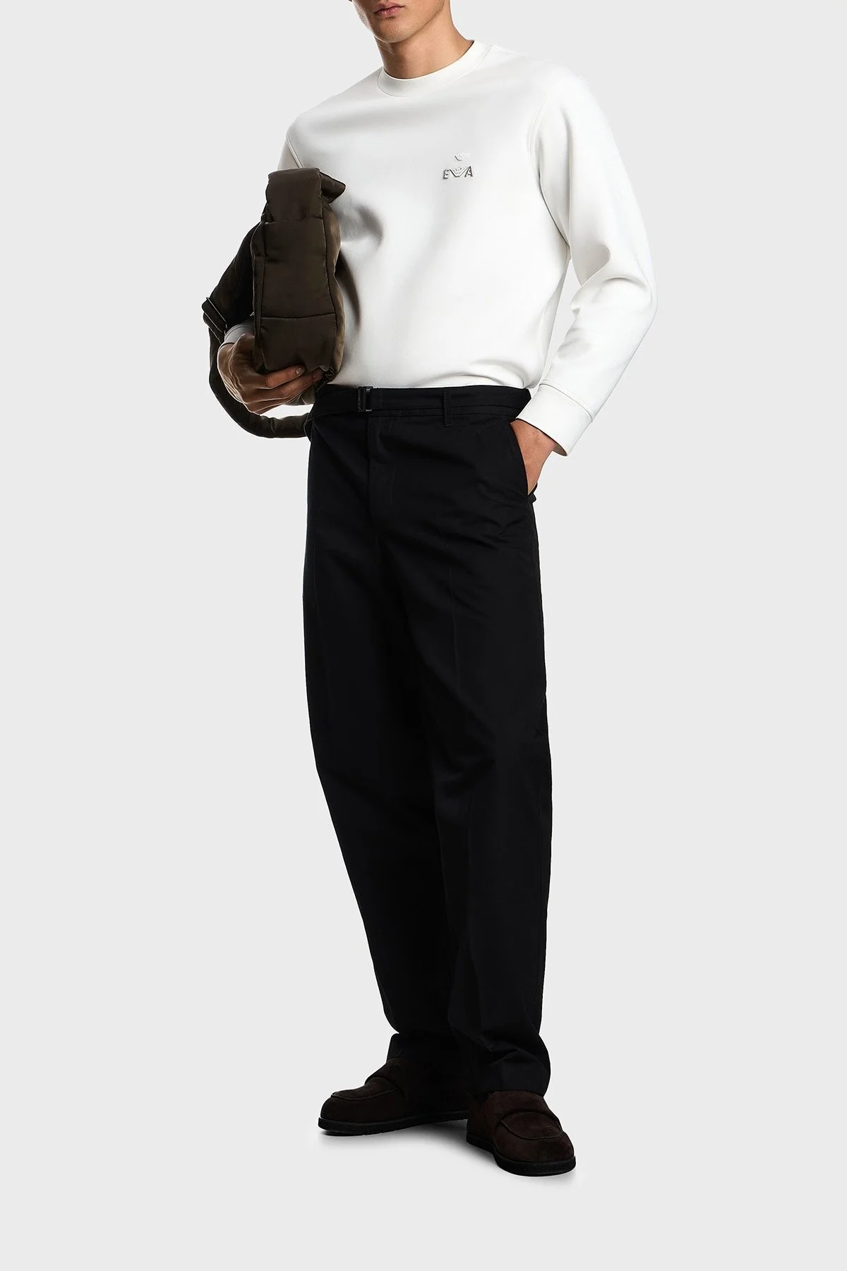 Emporio Armani Logo İşlemeli Streç Pamuklu Regular Fit Bisiklet Yaka Erkek Sweat EM002919 AF10013 U0003 BEYAZ - 2