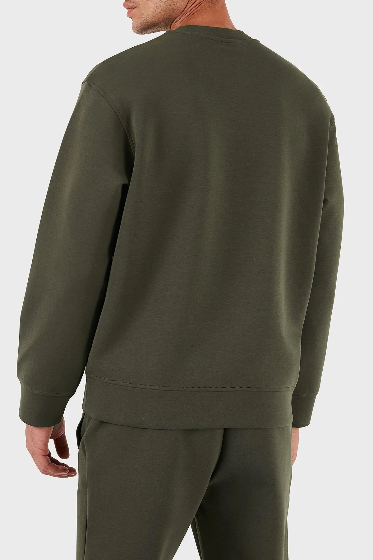 Emporio Armani Logo İşlemeli Streç Pamuklu Regular Fit Bisiklet Yaka Erkek Sweat EM002919 AF10013 U8120 HAKİ - 10