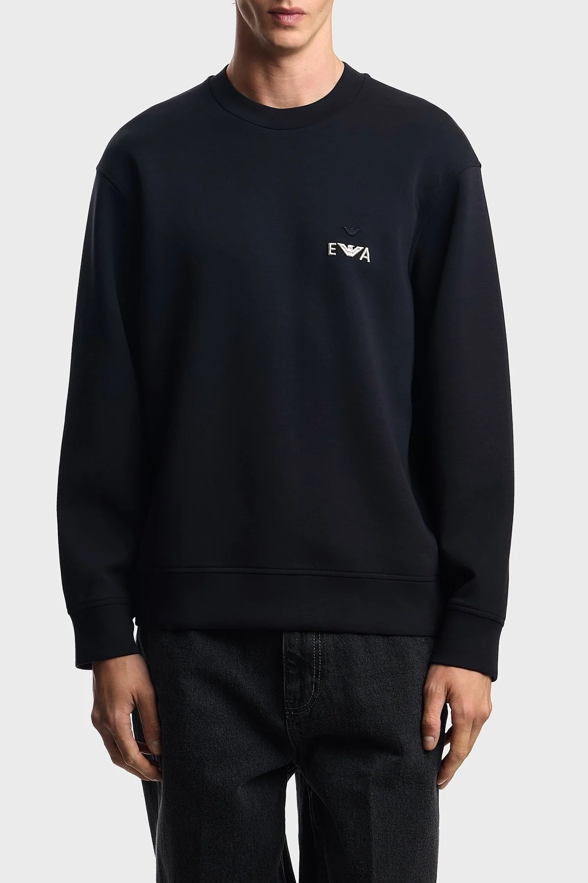 Emporio Armani Logo İşlemeli Streç Pamuklu Regular Fit Bisiklet Yaka Erkek Sweat EM002919 AF10013 UB118 LACİVERT - 1